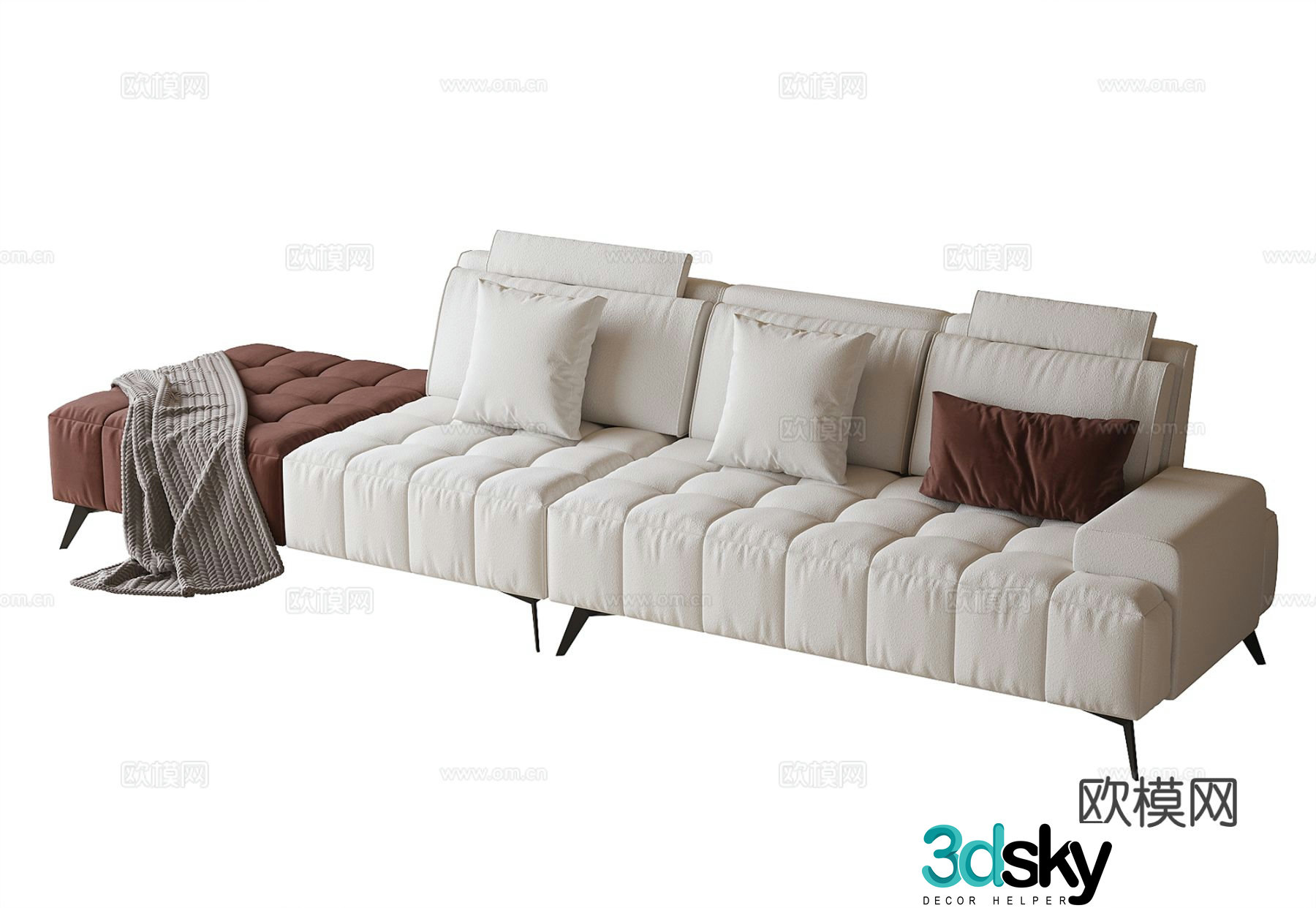 Modern multi-seater sofa 3d model