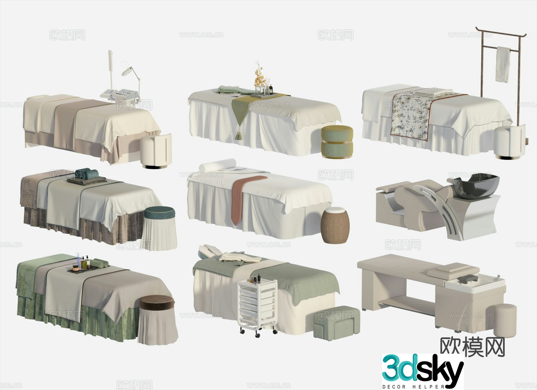 Massage bed beauty spa physiotherapy bed beauty bed shampoo bed 3d model