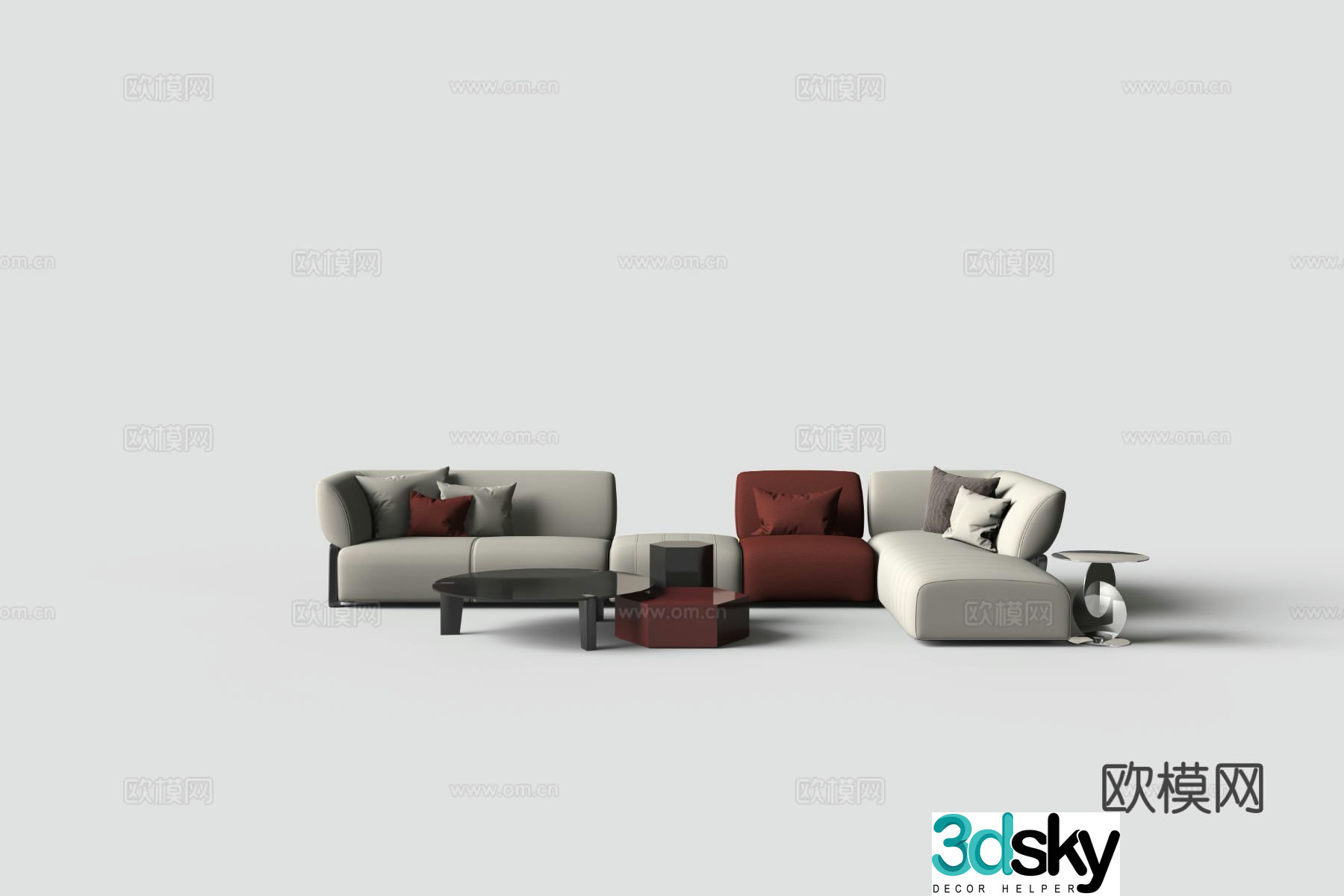 Modern multi-seater sofa corner sofa 3d model