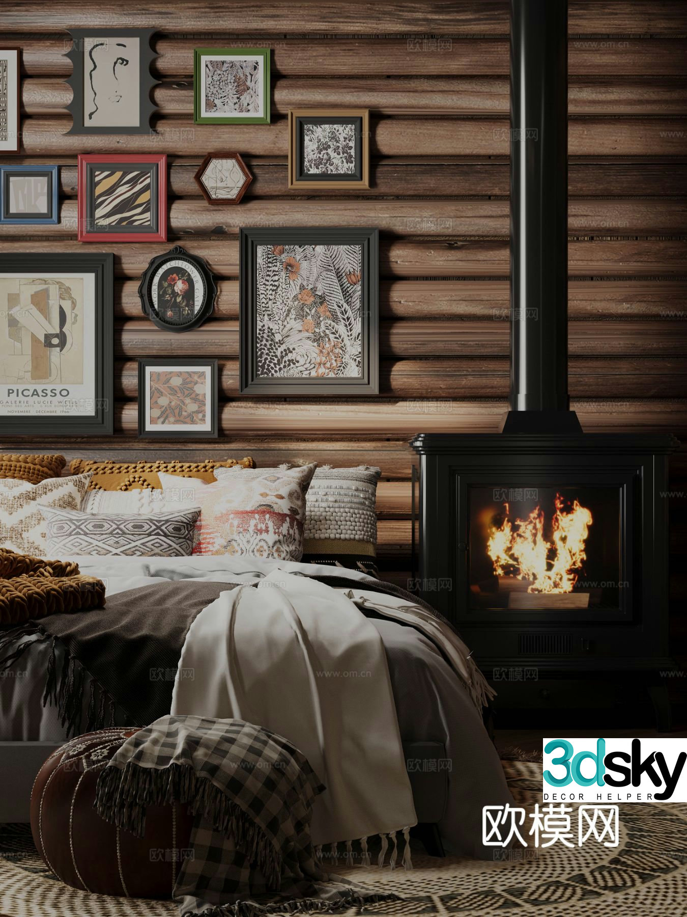Medieval style bedroom 3d model