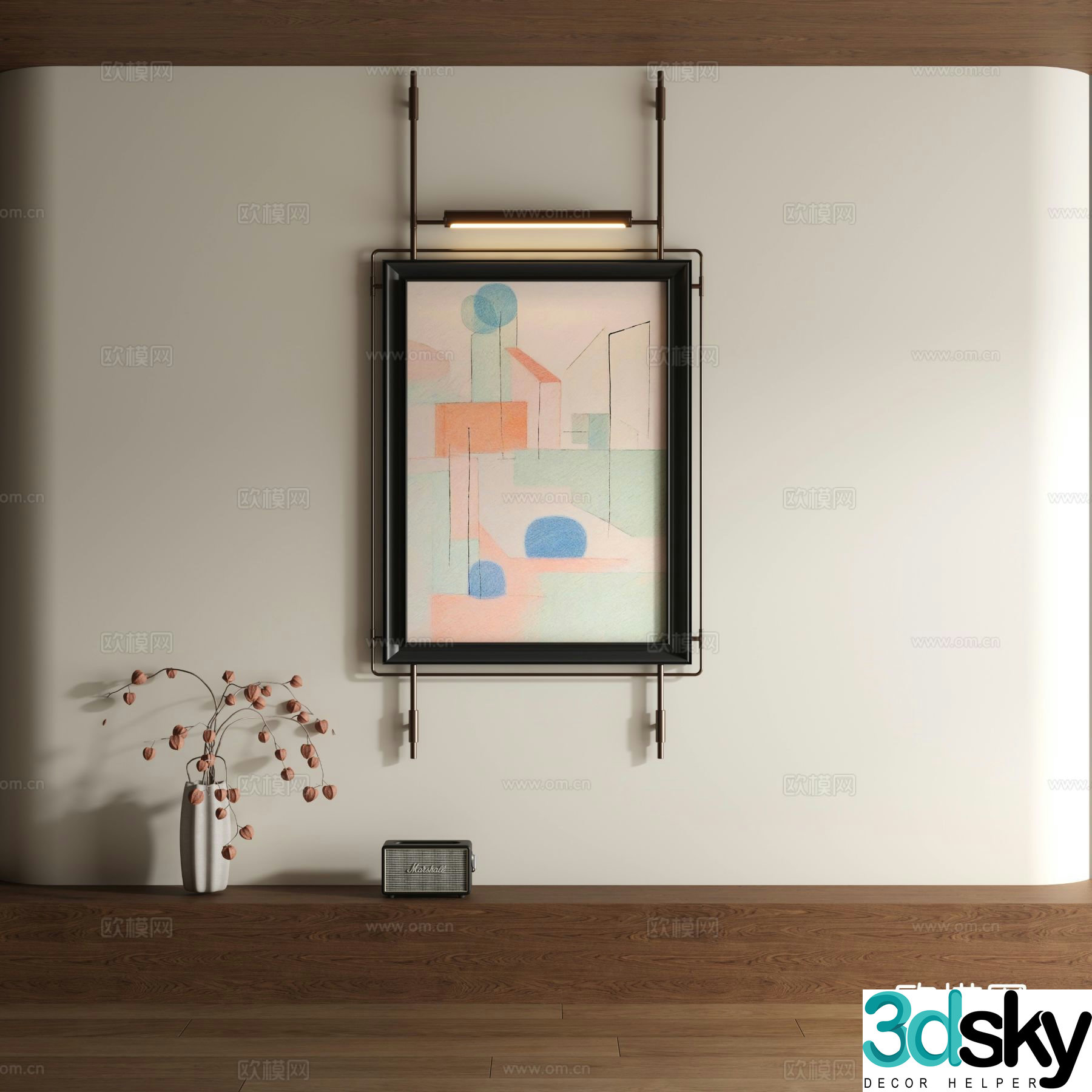 Modern watercolor decorative painting 3d model
