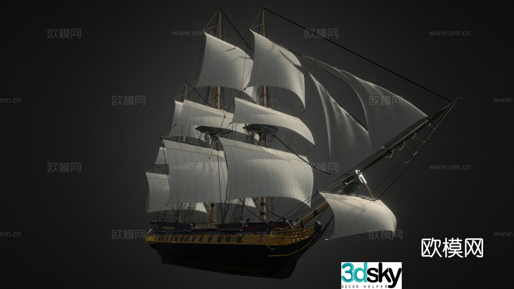 sailing ship pirate ship 3d model
