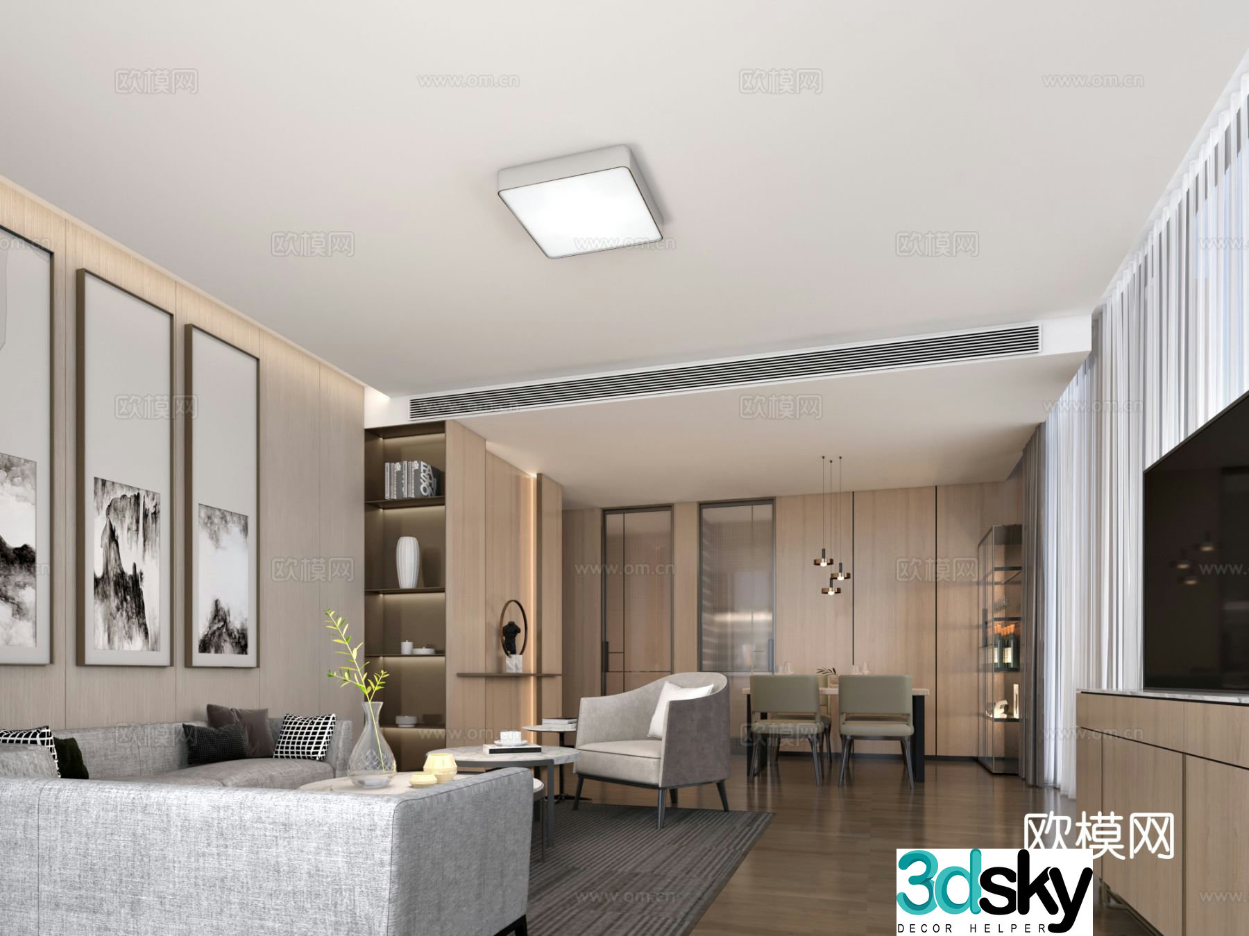 Modern guest restaurant 3d model