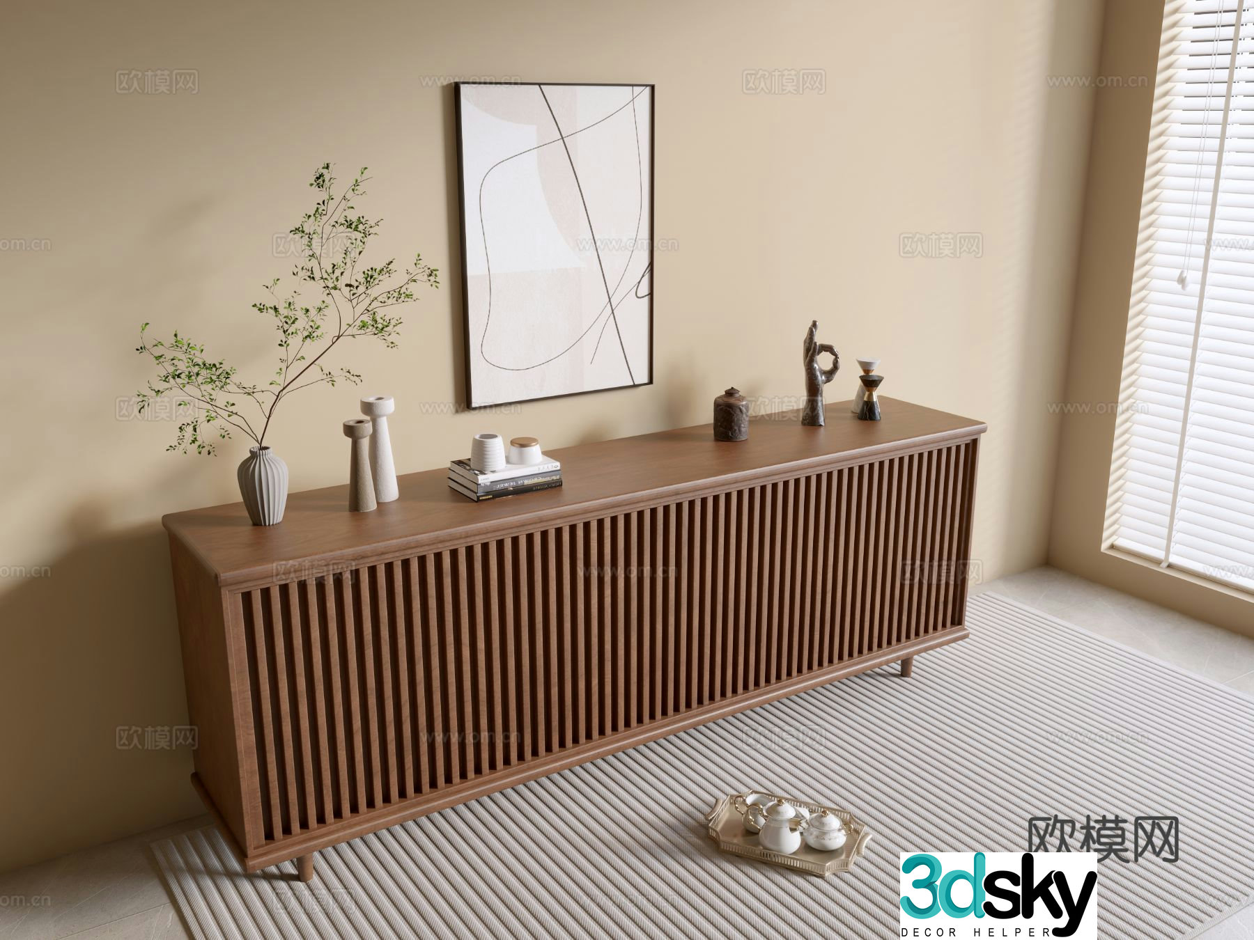 Wabi-sabi entrance cabinet 3d model