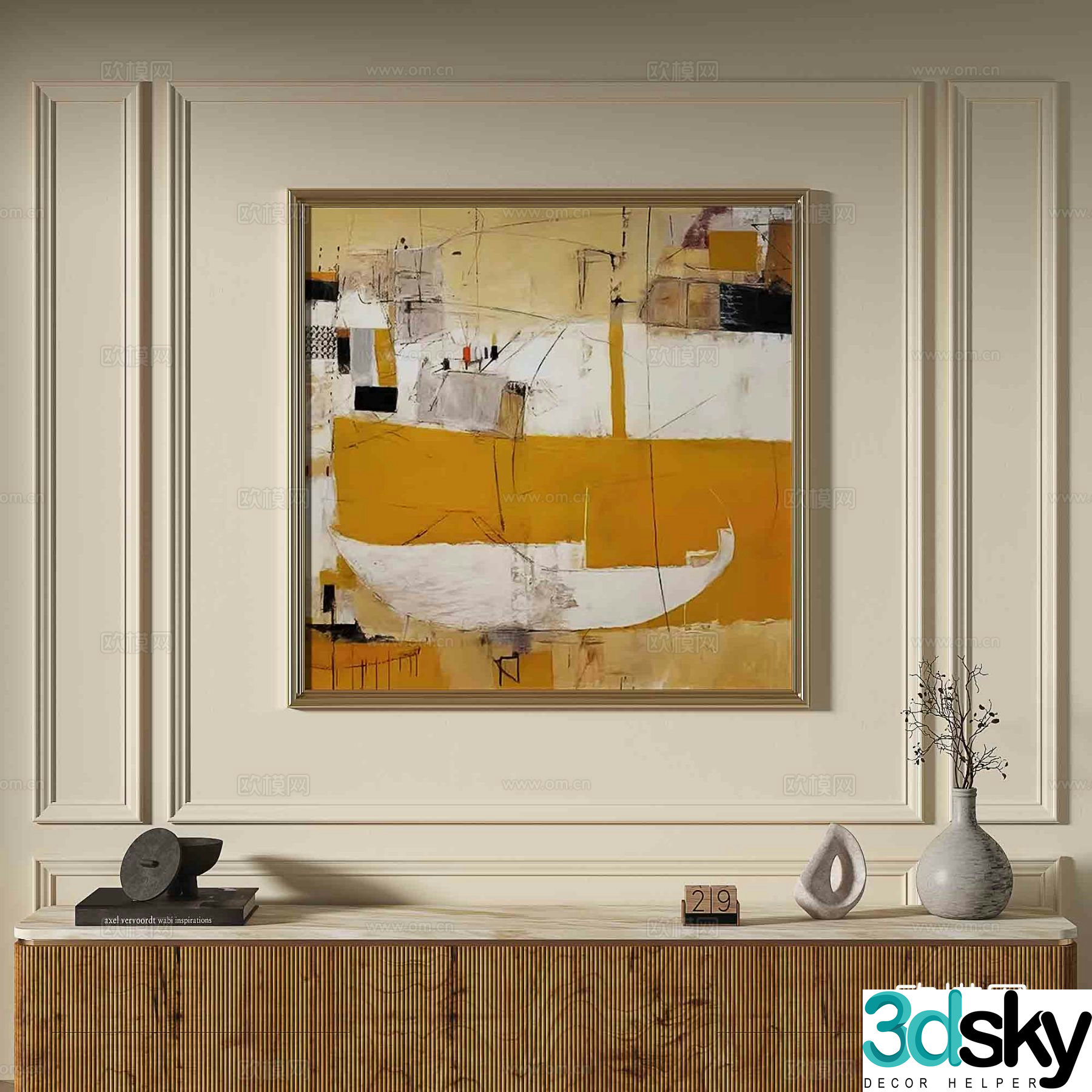 French abstract painting decorative painting 3d model