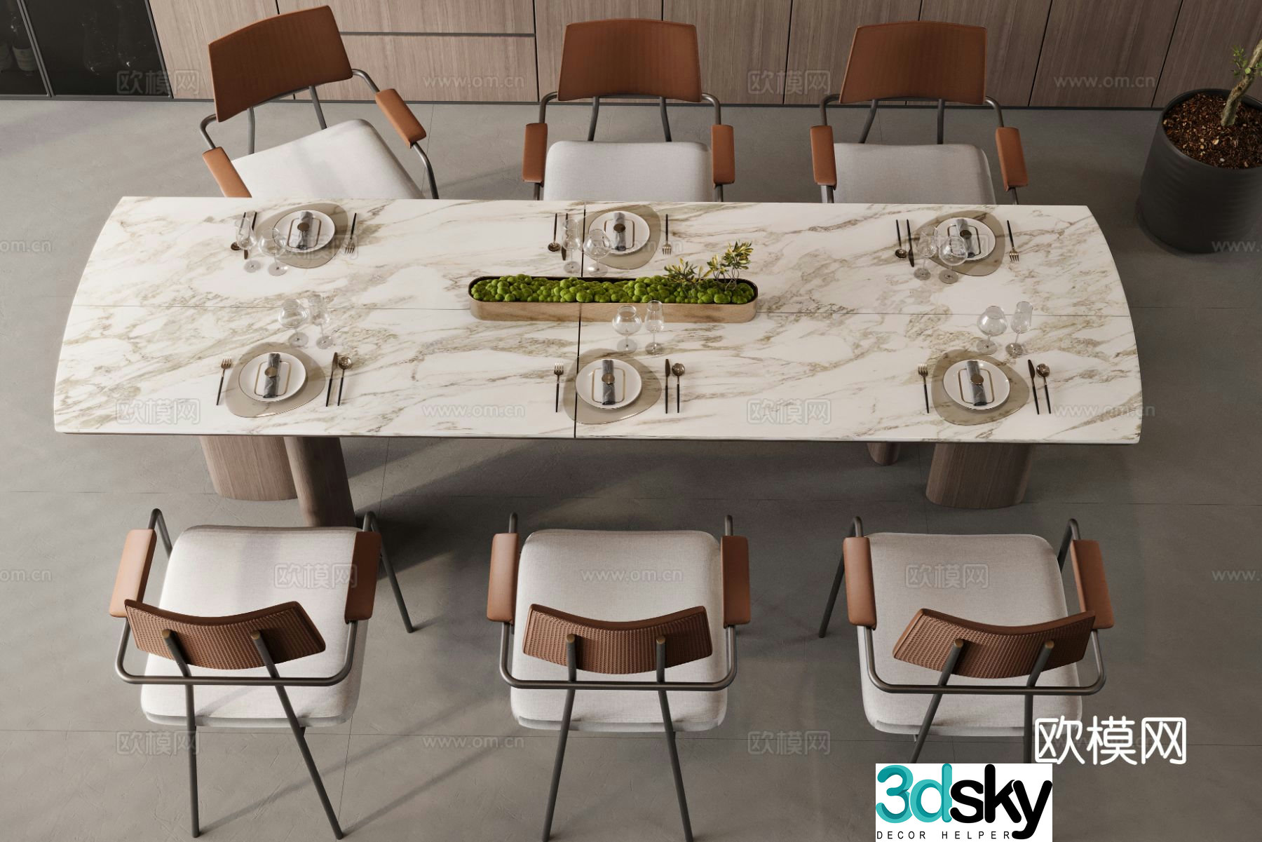 Italian dining table and chairs 3d model