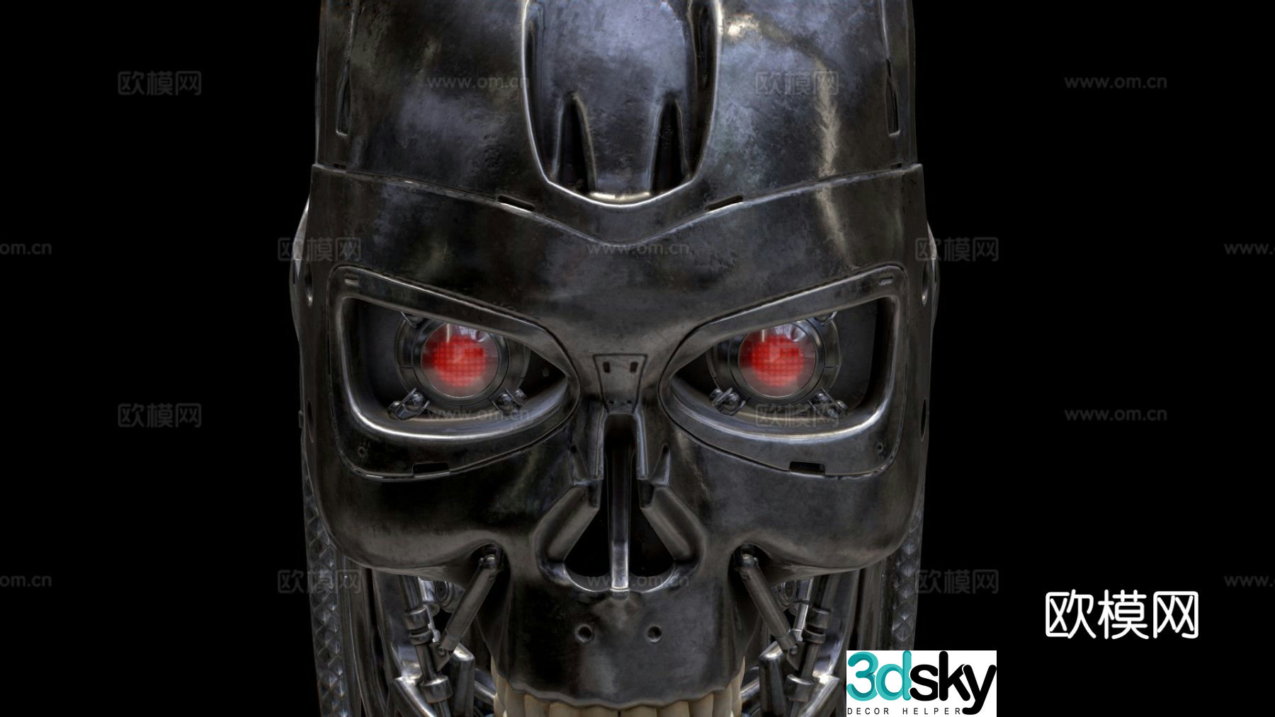 Dark skull bust helmet 3d model