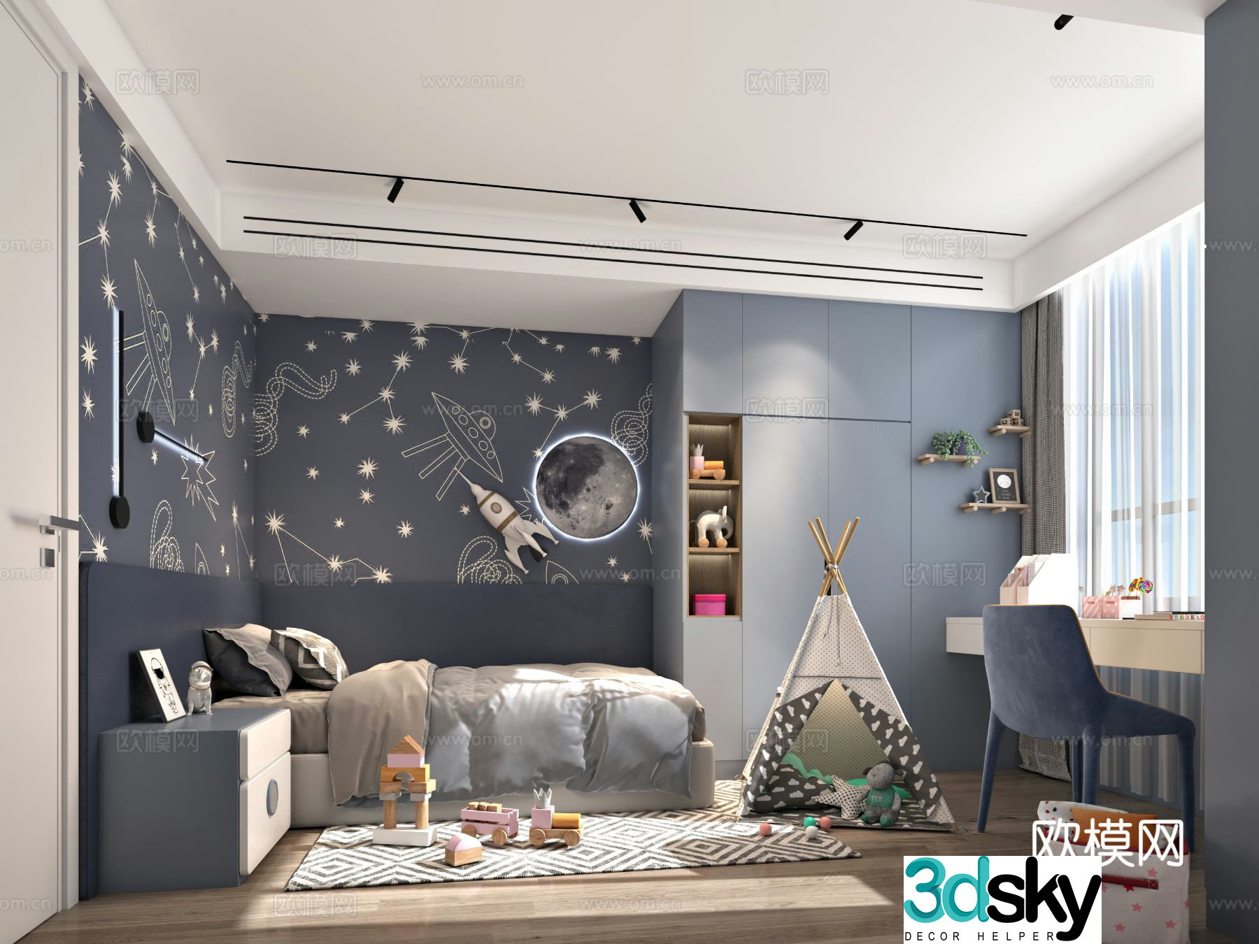 Modern children’s room boy’s room kid’s room 3d model