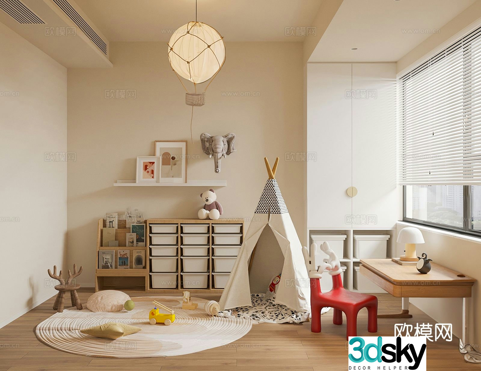 Modern children’s toy room entertainment room 3d model