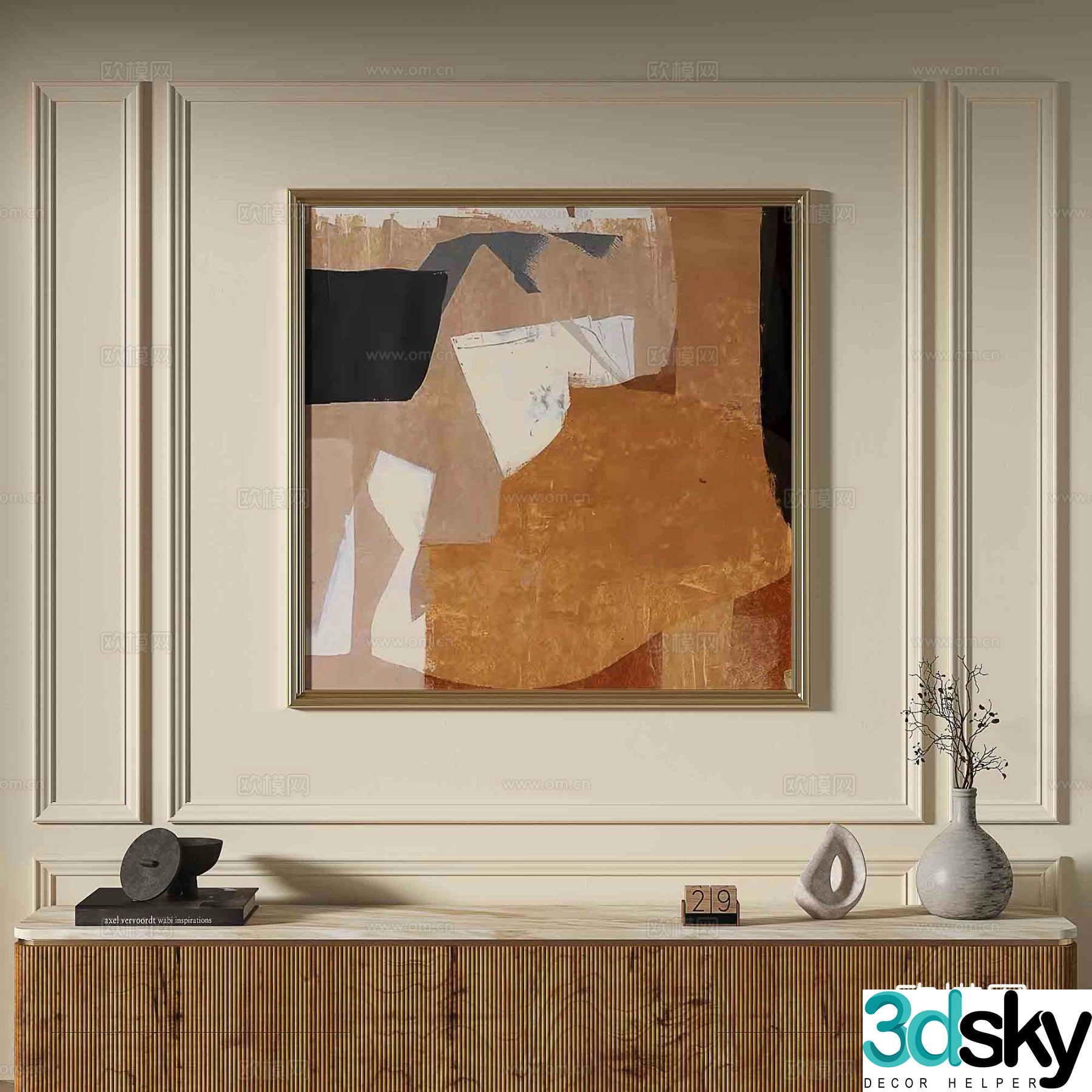 French abstract painting decorative painting 3d model