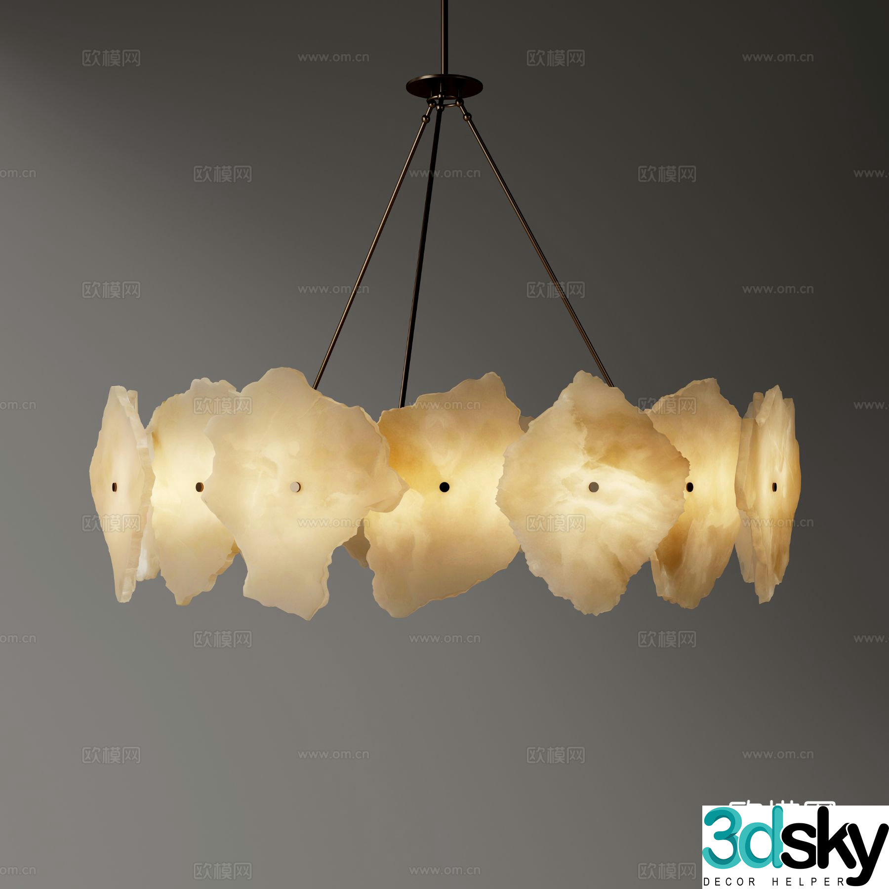 Modern translucent stone chandelier 3d model
