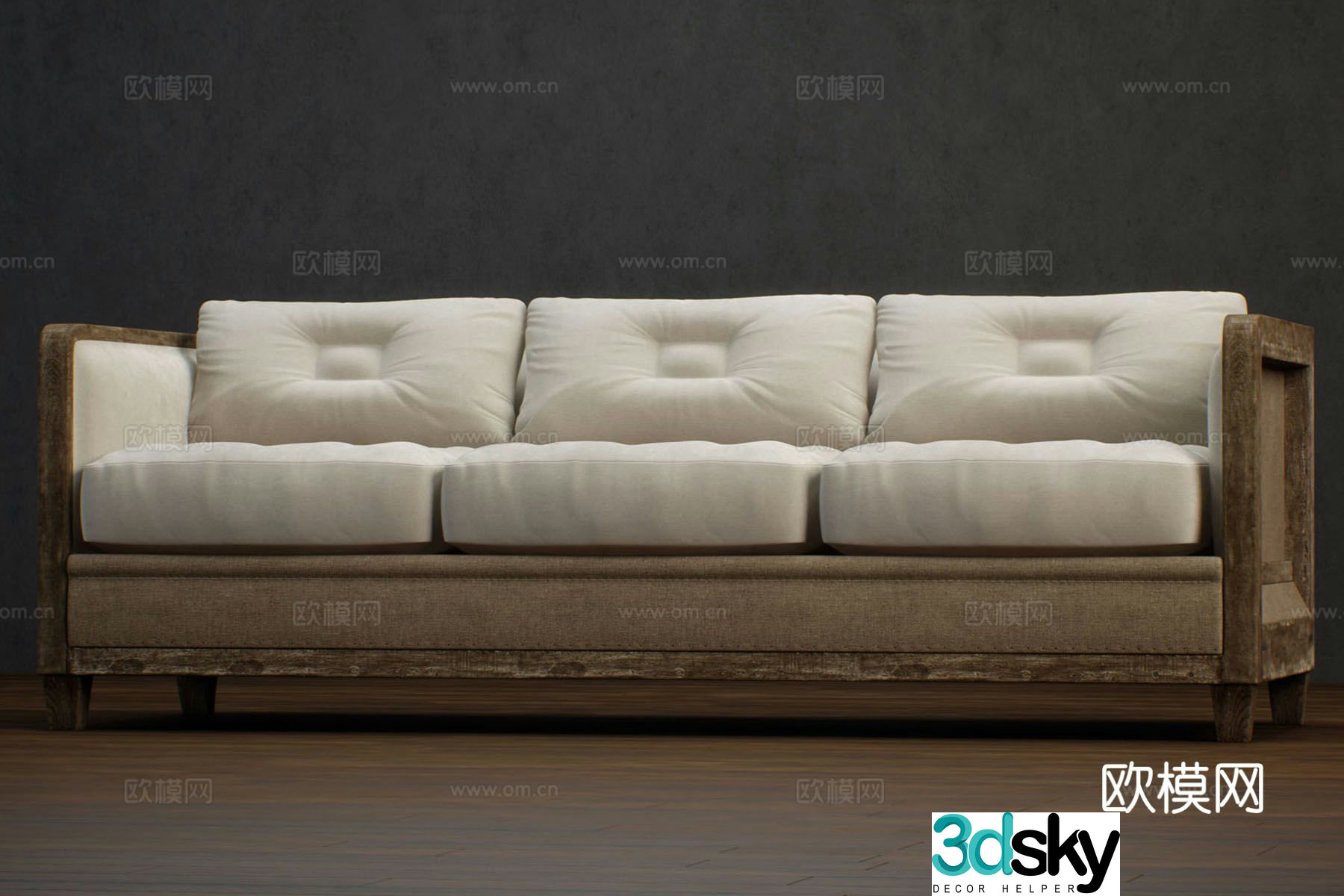 American sofa three-person sofa 3d model