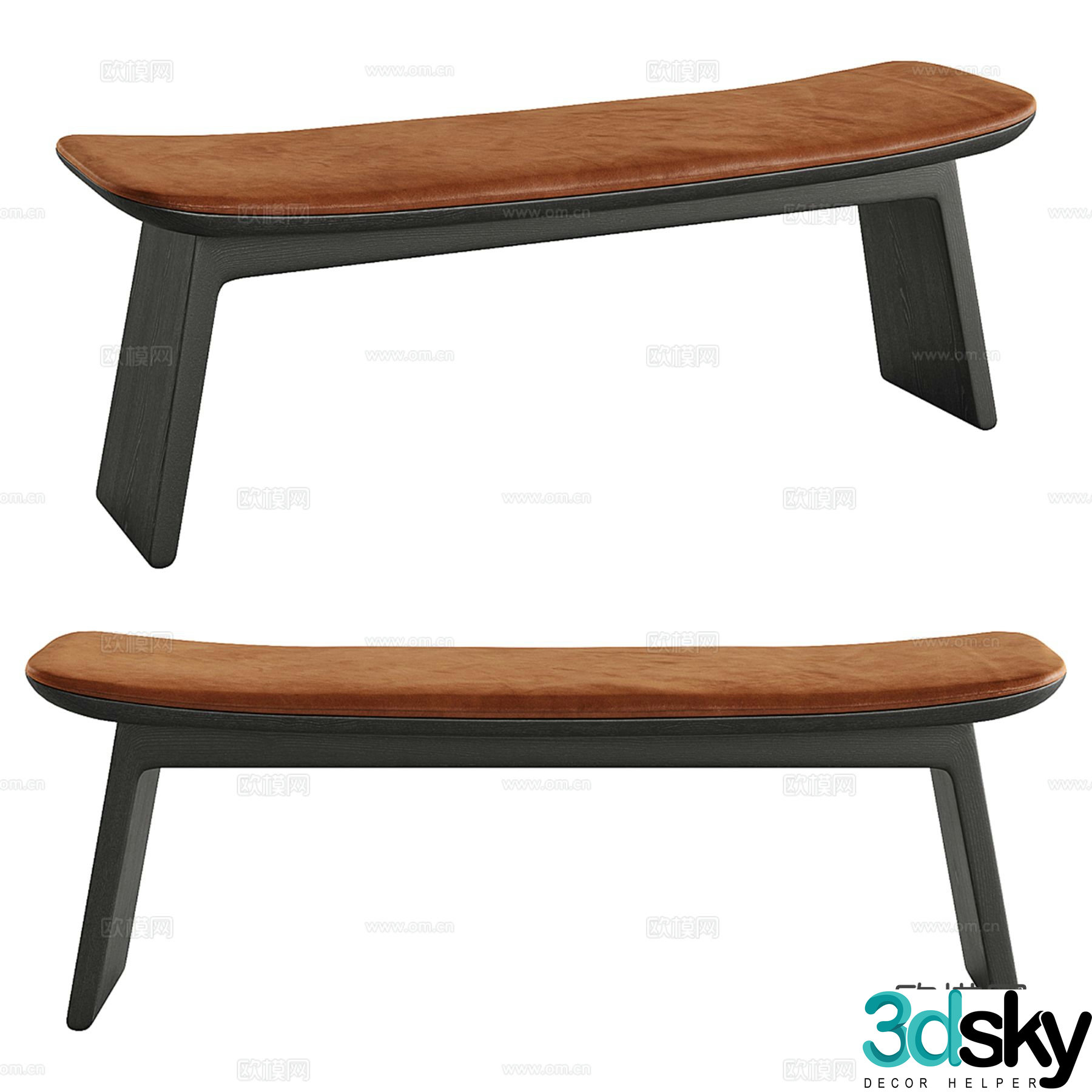 Modern footrest sofa stool 3d model