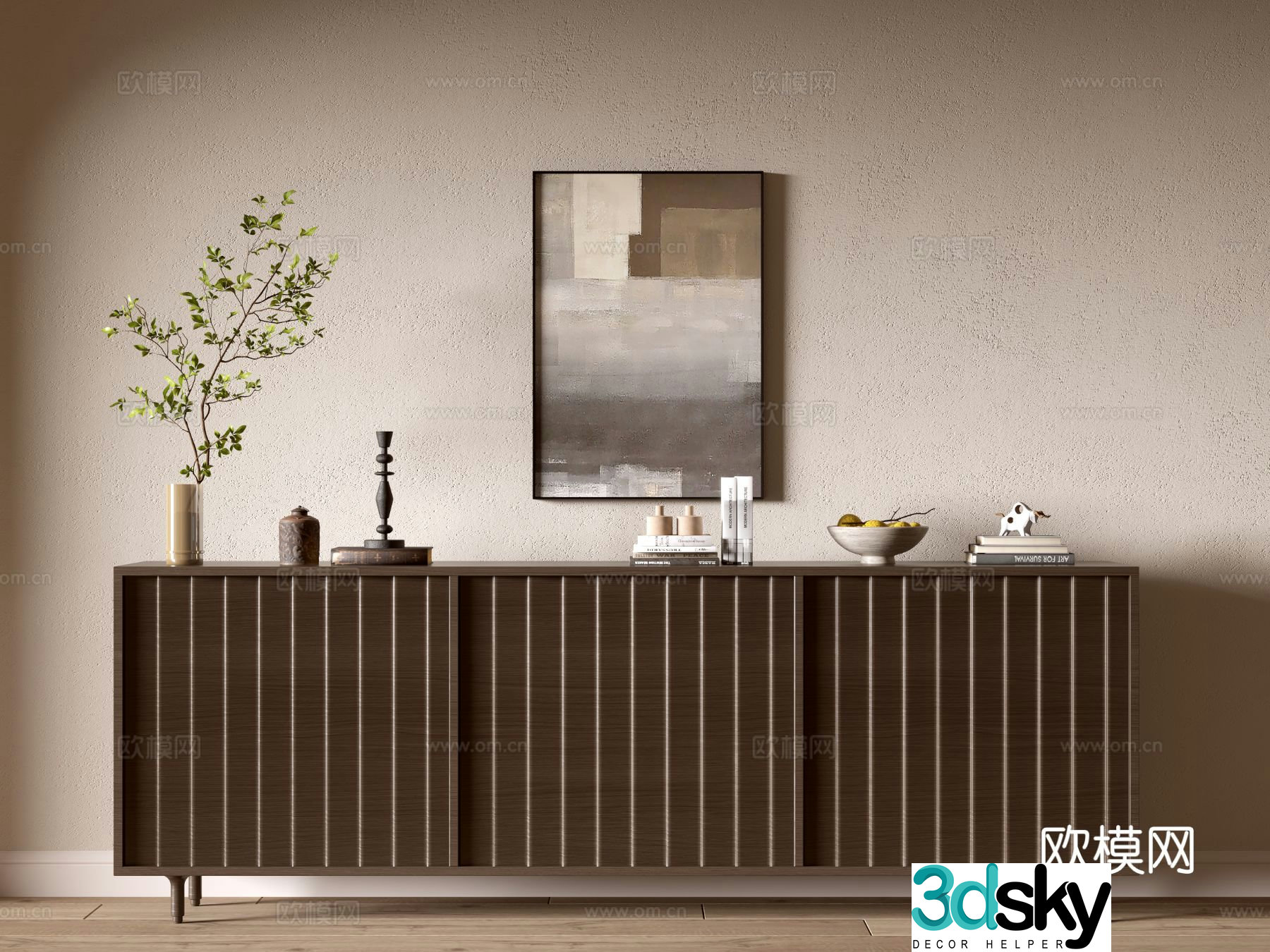 Wabi-sabi entrance cabinet 3d model
