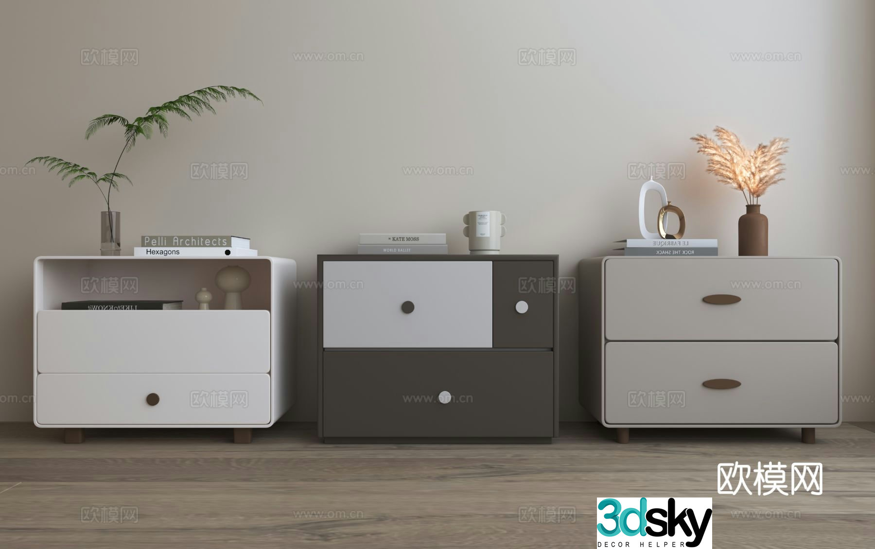 Modern minimalist bedside table 3d model