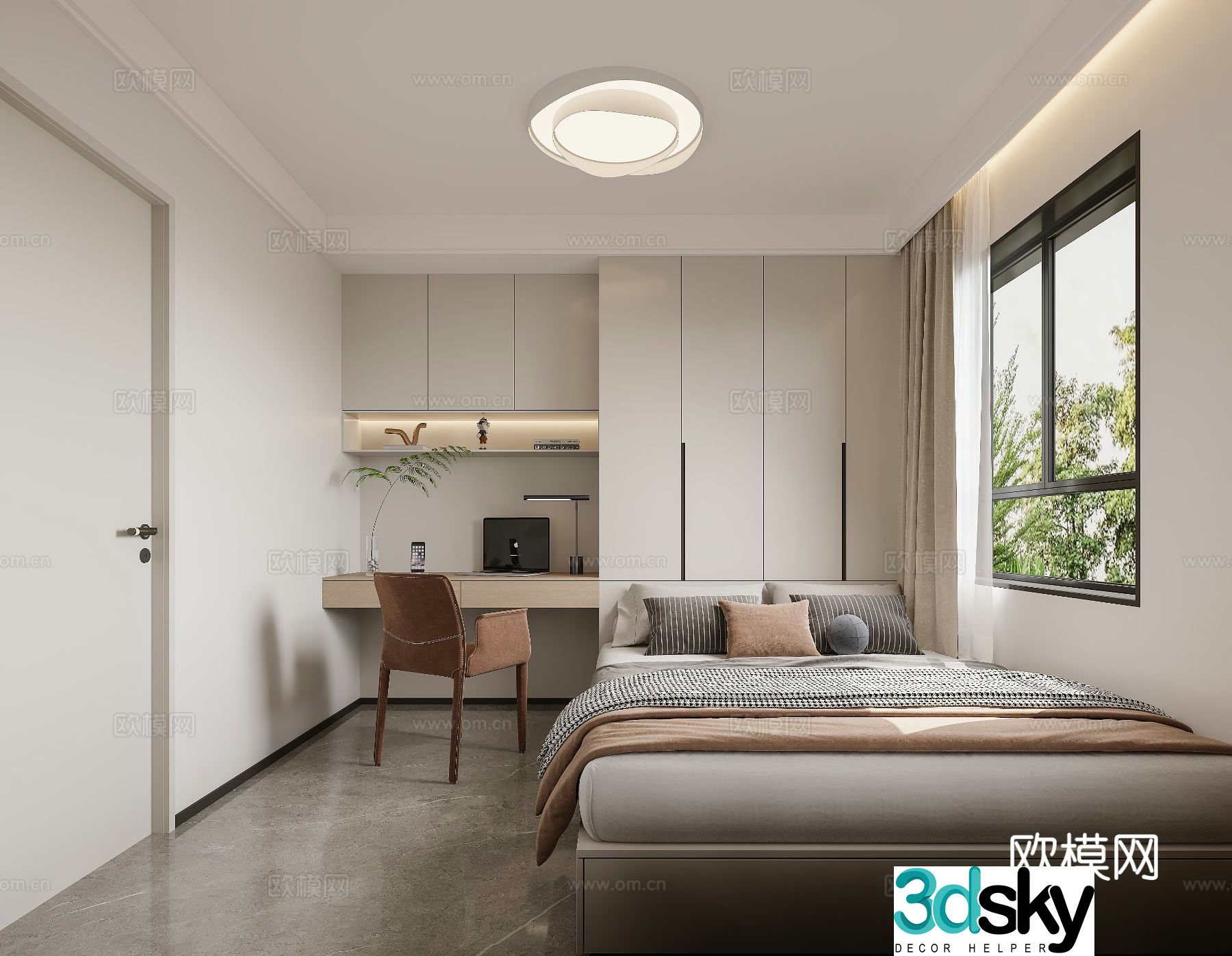 Modern tatami bedroom 3d model