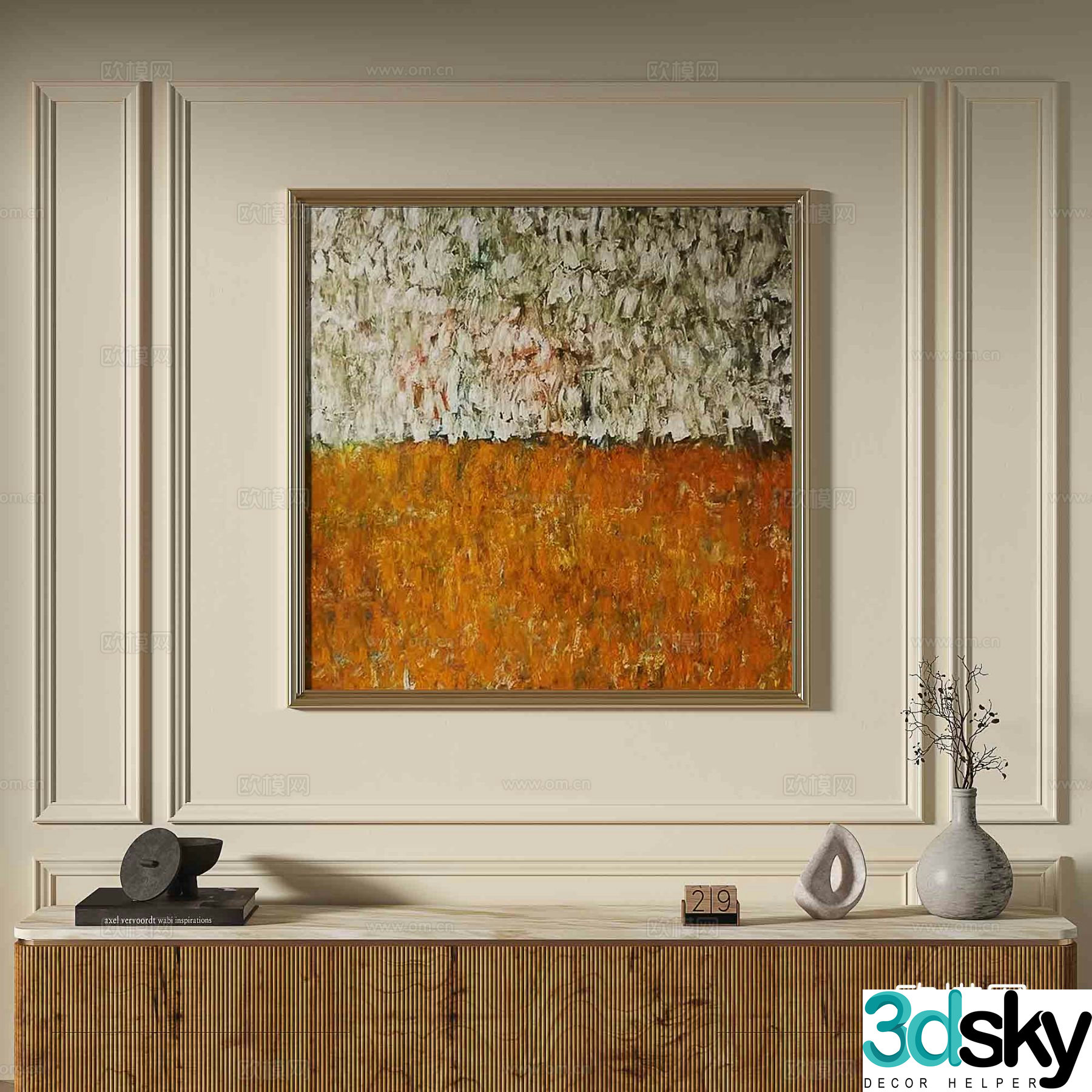 French abstract painting decorative painting 3d model