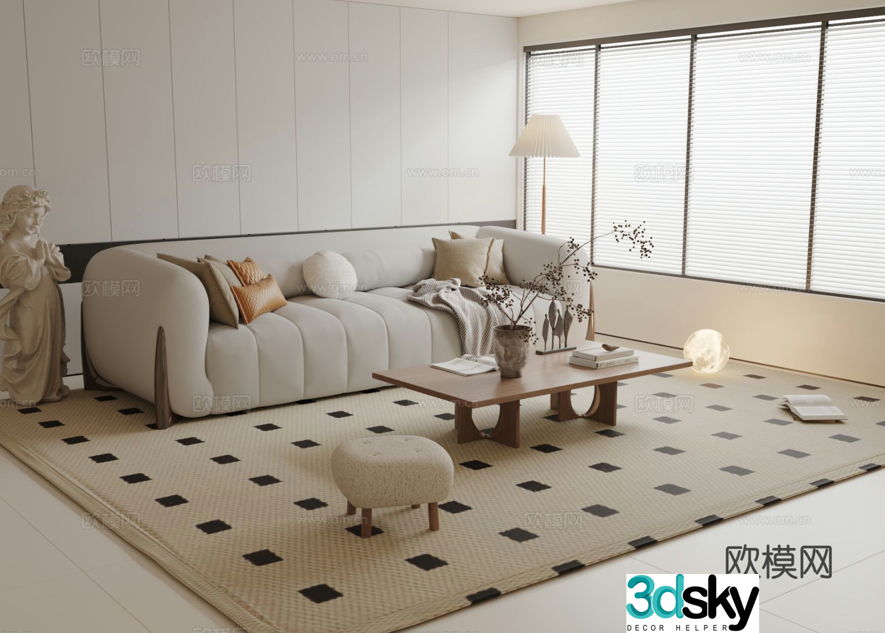 Cream style sofa modular sofa 3d model
