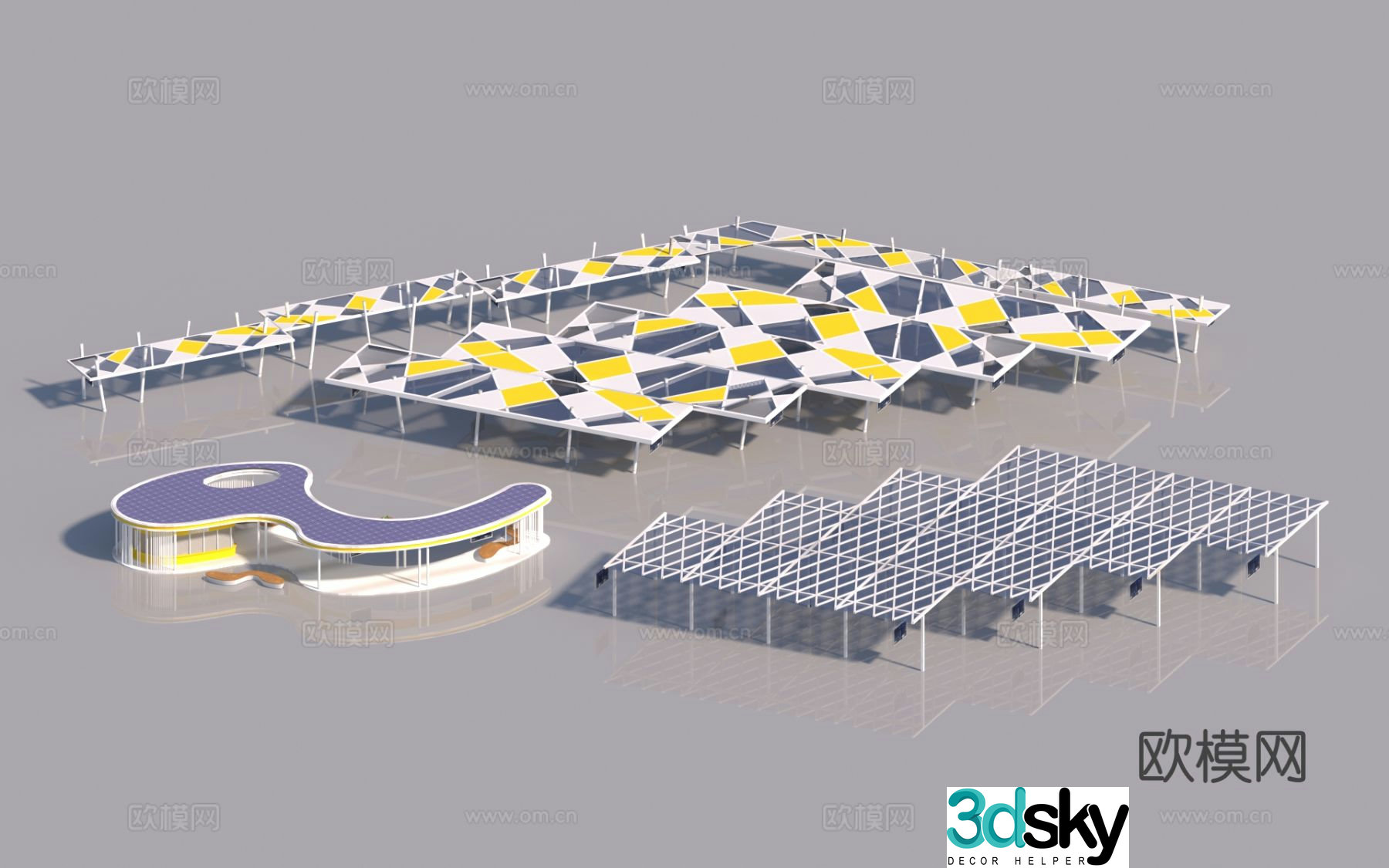 Modern gallery special-shaped gallery internet celebrity parking spot 3D model