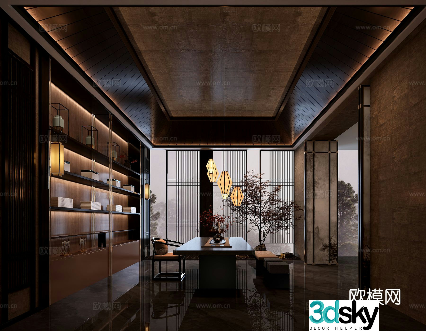 New Chinese tea room 3d model