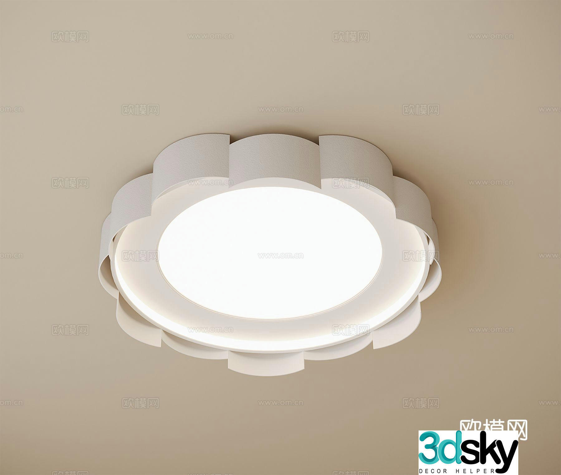 Cream style ceiling lamp bedroom lamp 3d model