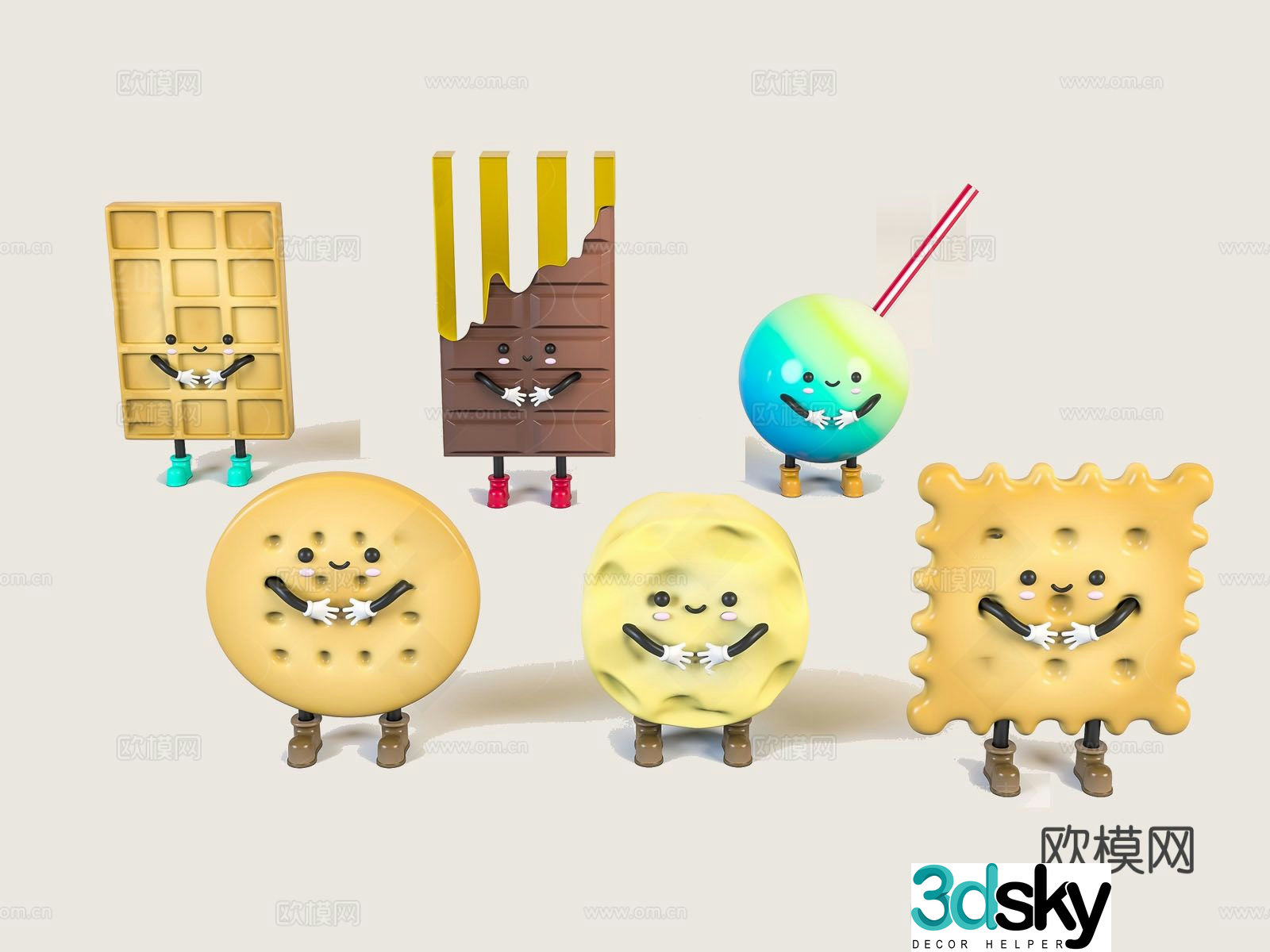 Modern trendy cookie snack doll 3D model