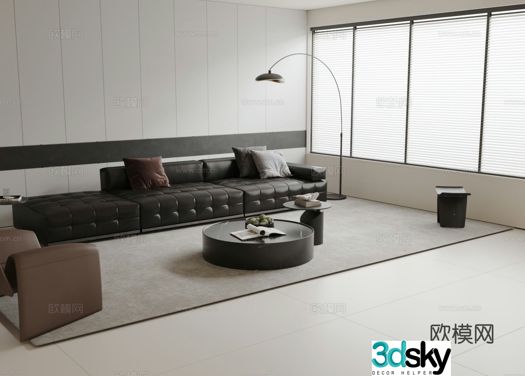Italian leather sofa modular sofa 3d model
