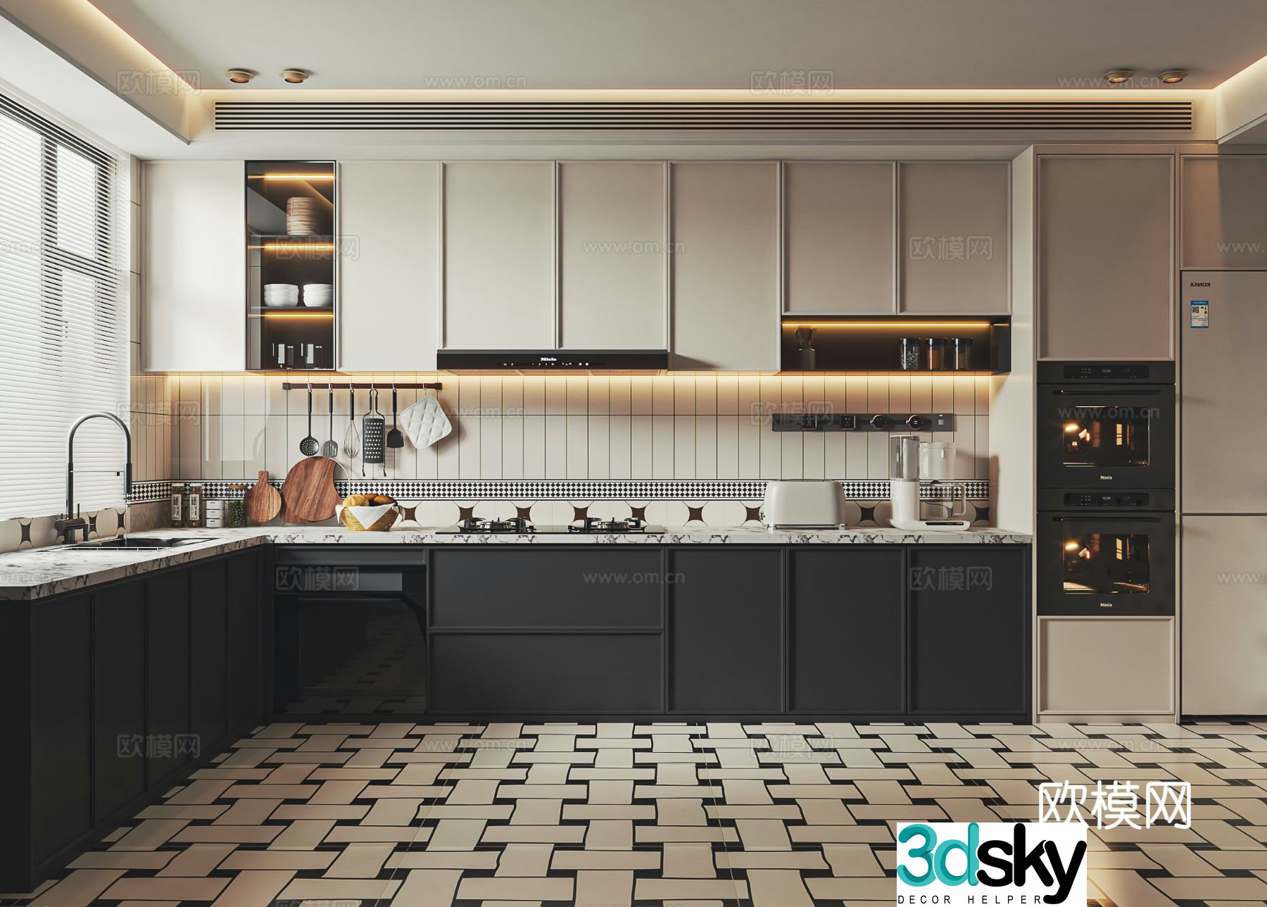 French retro kitchen 3d model