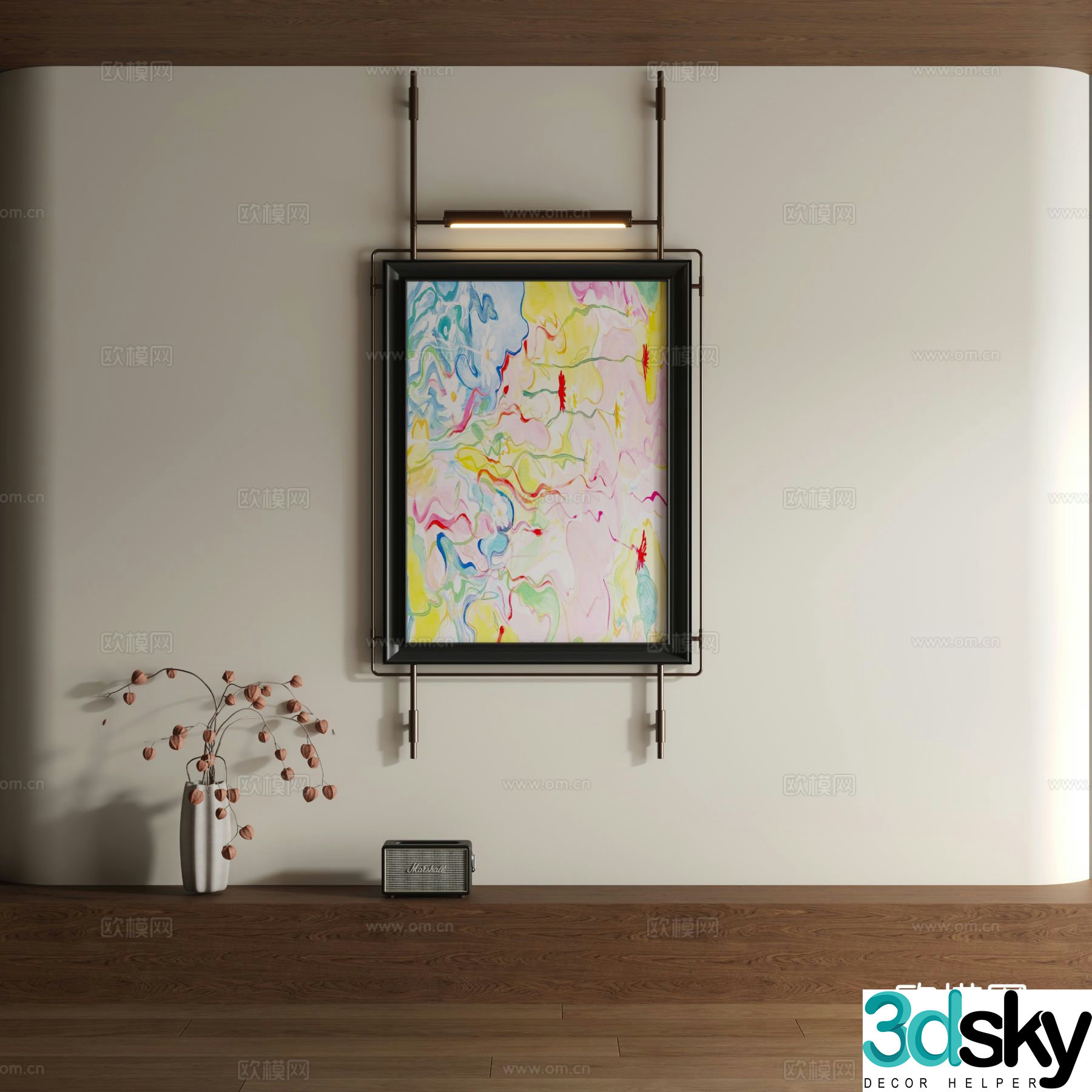 Modern watercolor decorative painting 3d model