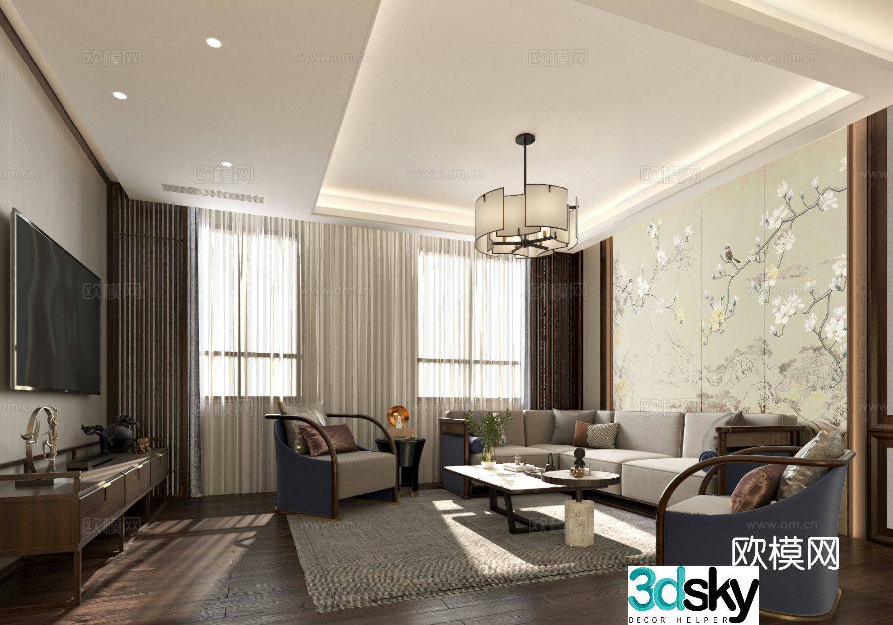 New Chinese style living room 3d model