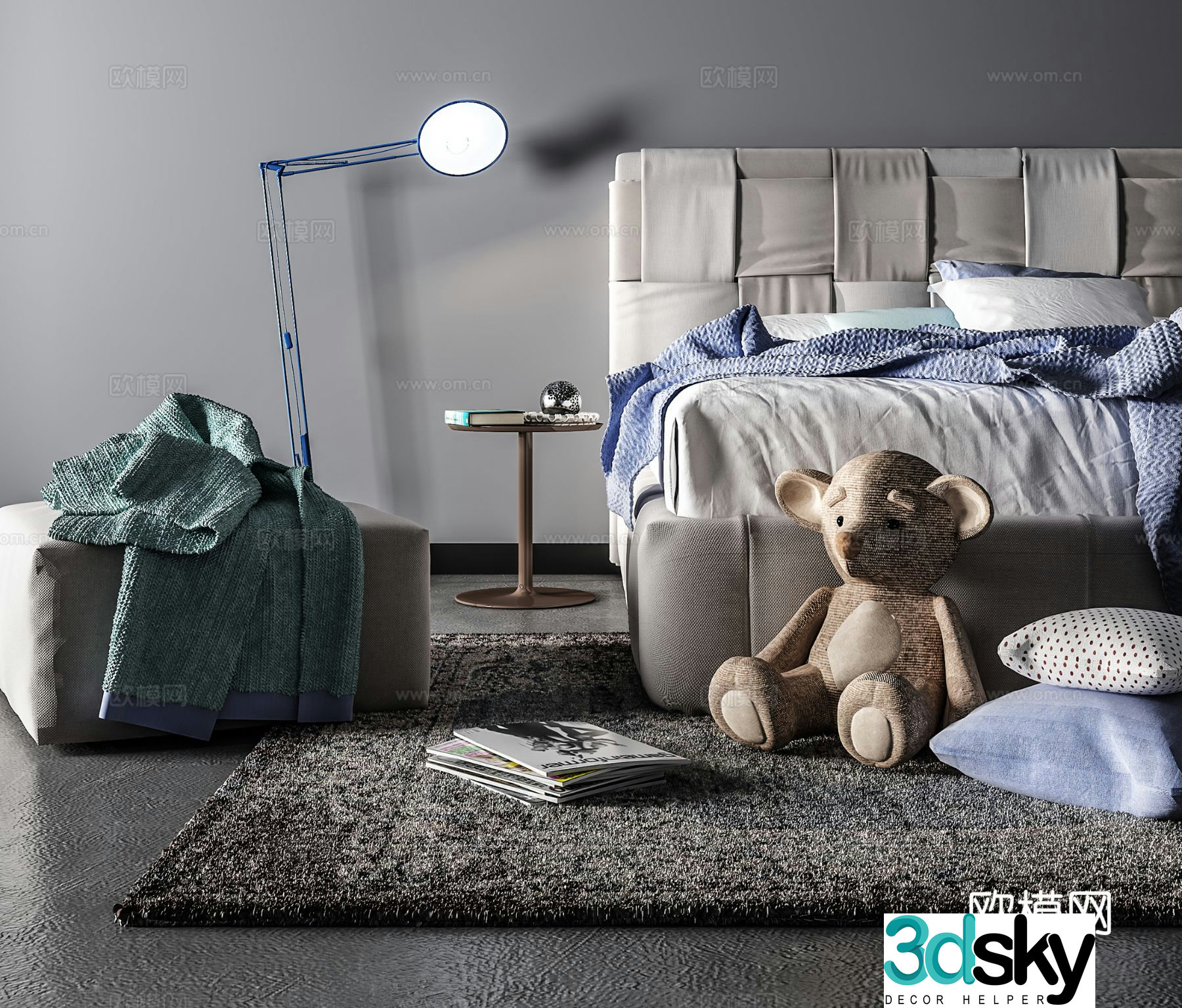 Modern double bed 3d model