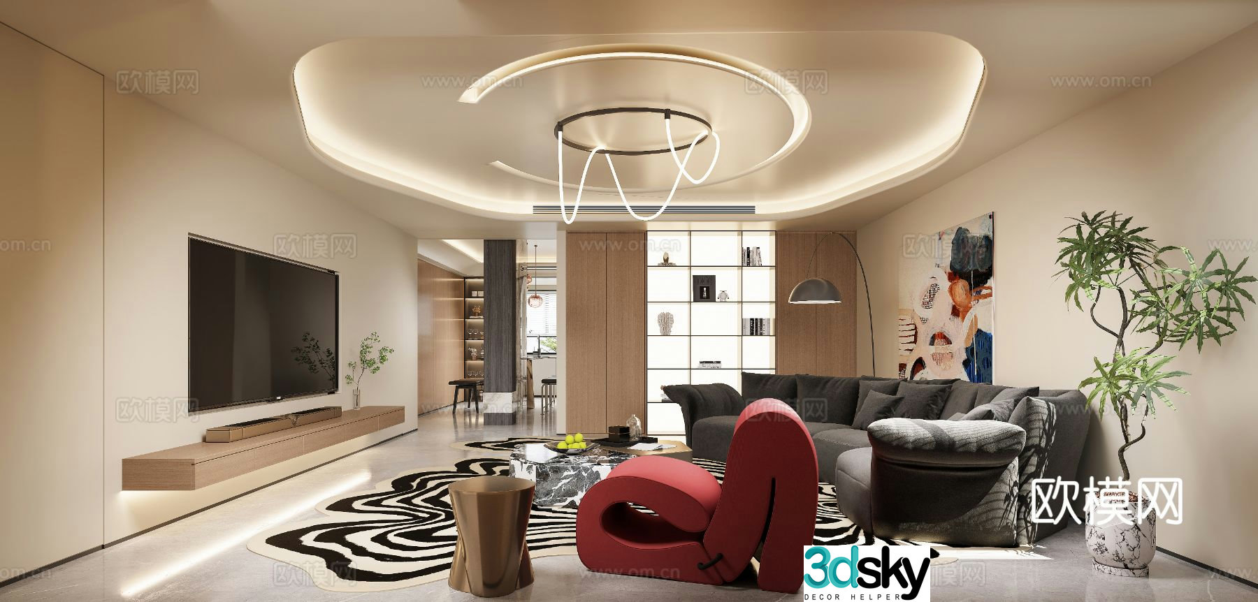 Modern living room 3d model