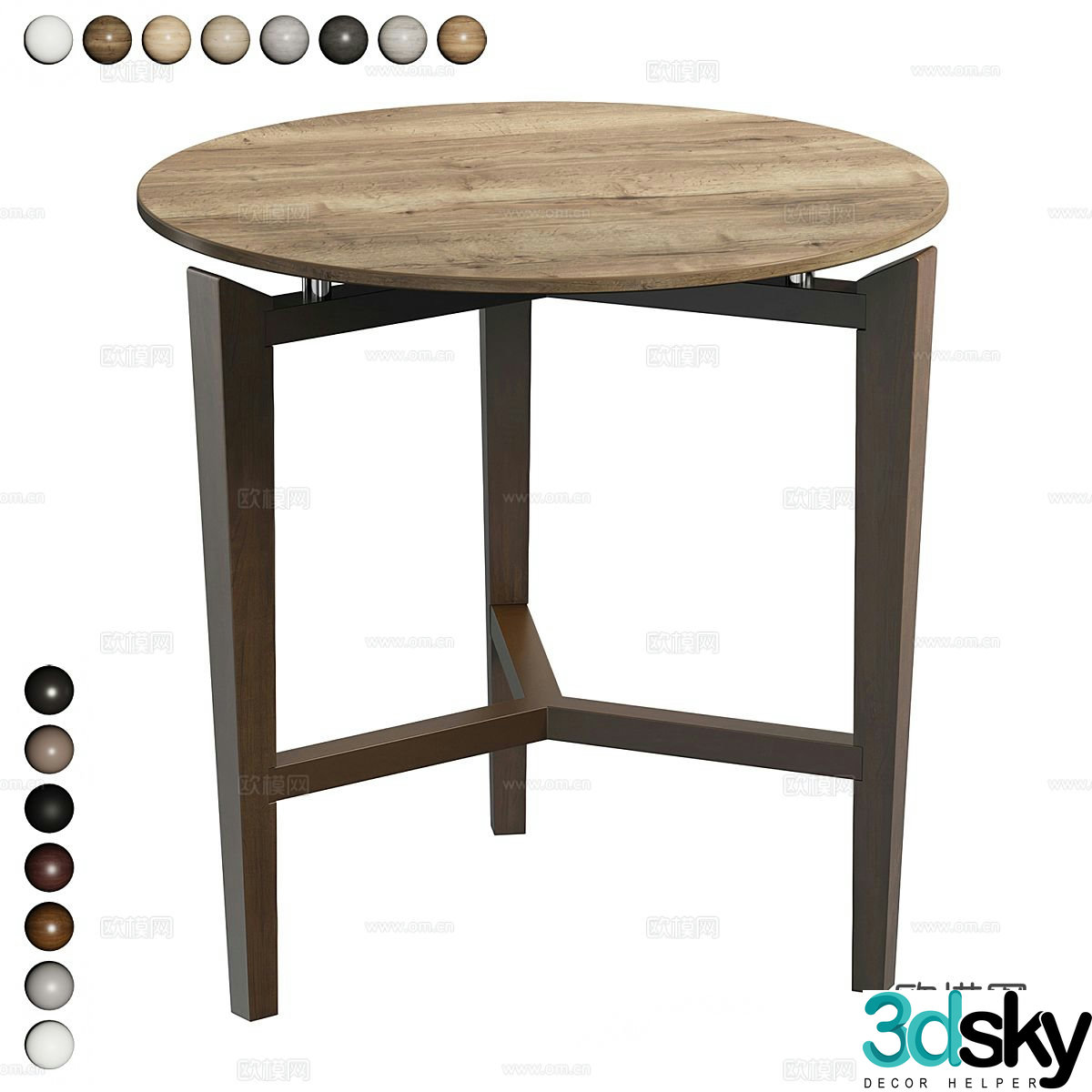 Round table and side table 3D model