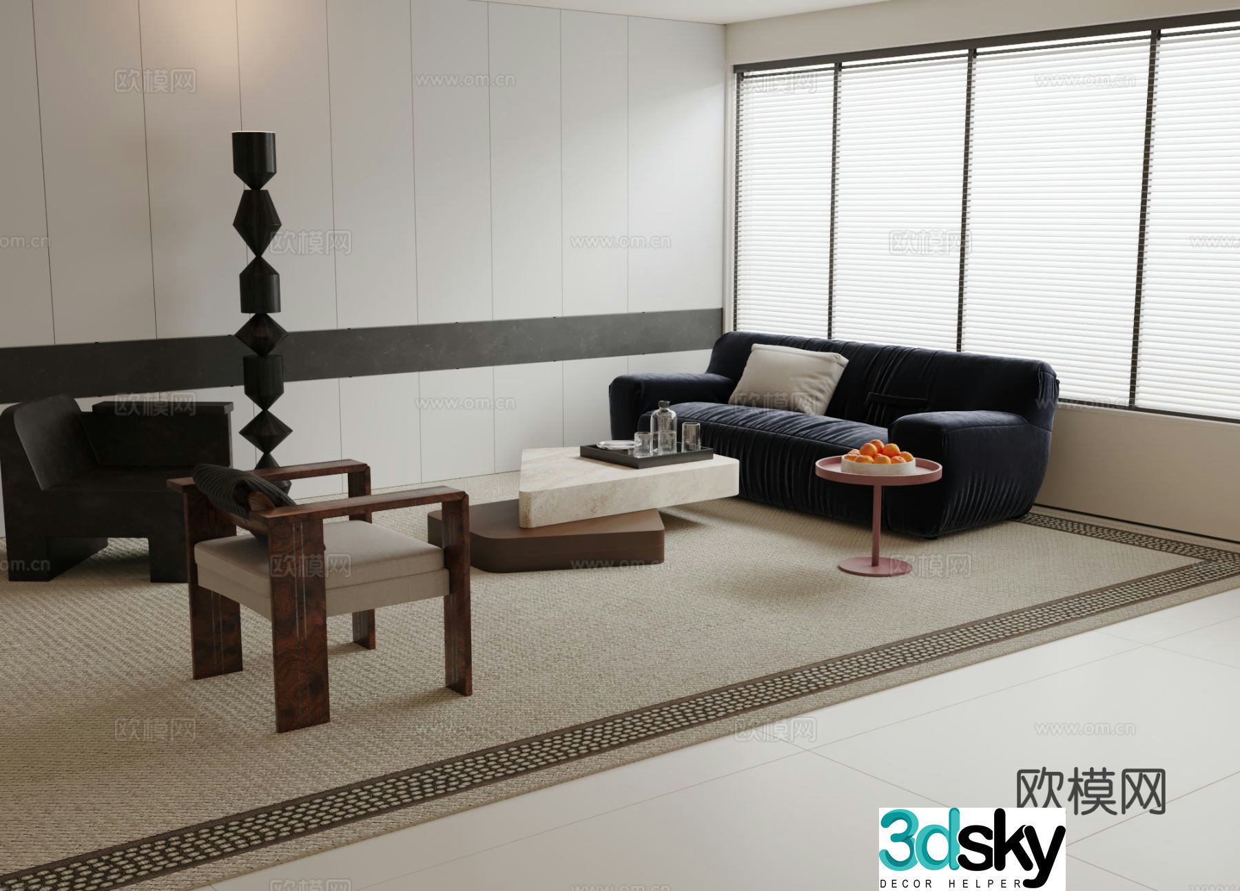 Medieval style modular sofa 3D model