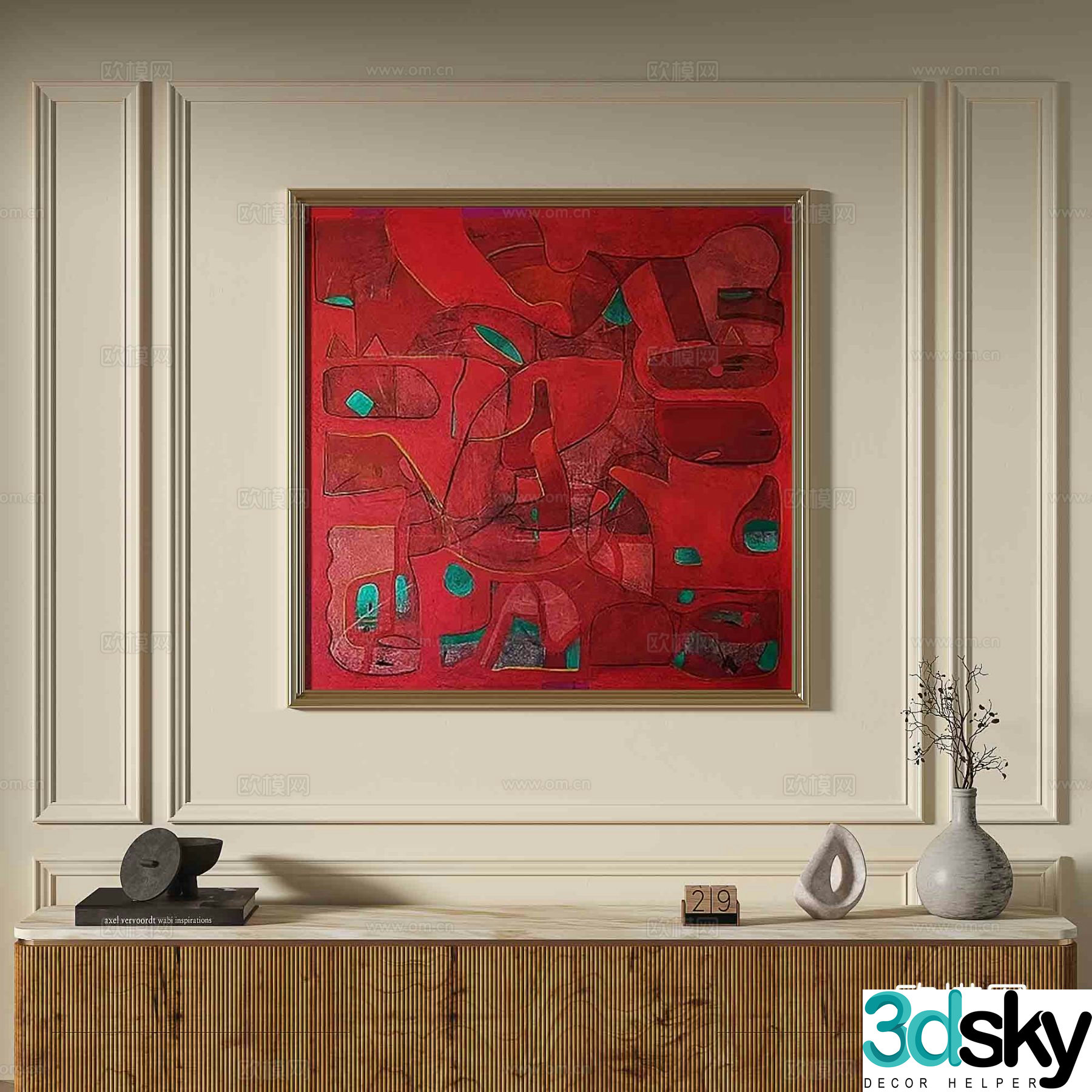French abstract painting decorative painting 3d model