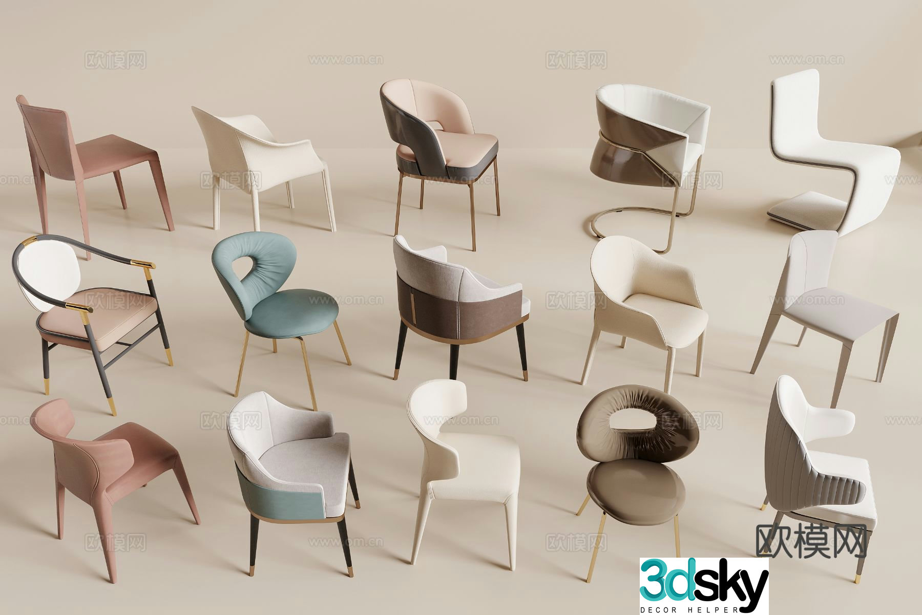 Modern chair dining chair 3d model