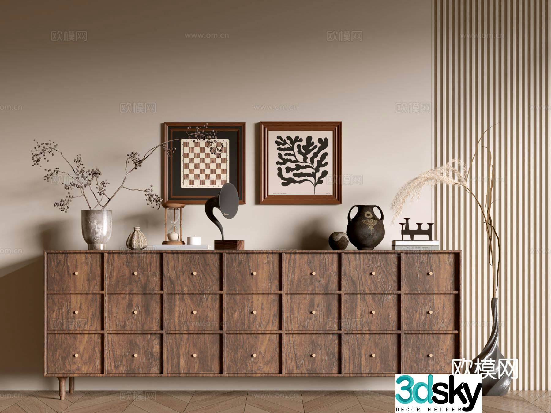 Wabi-sabi entrance cabinet 3d model