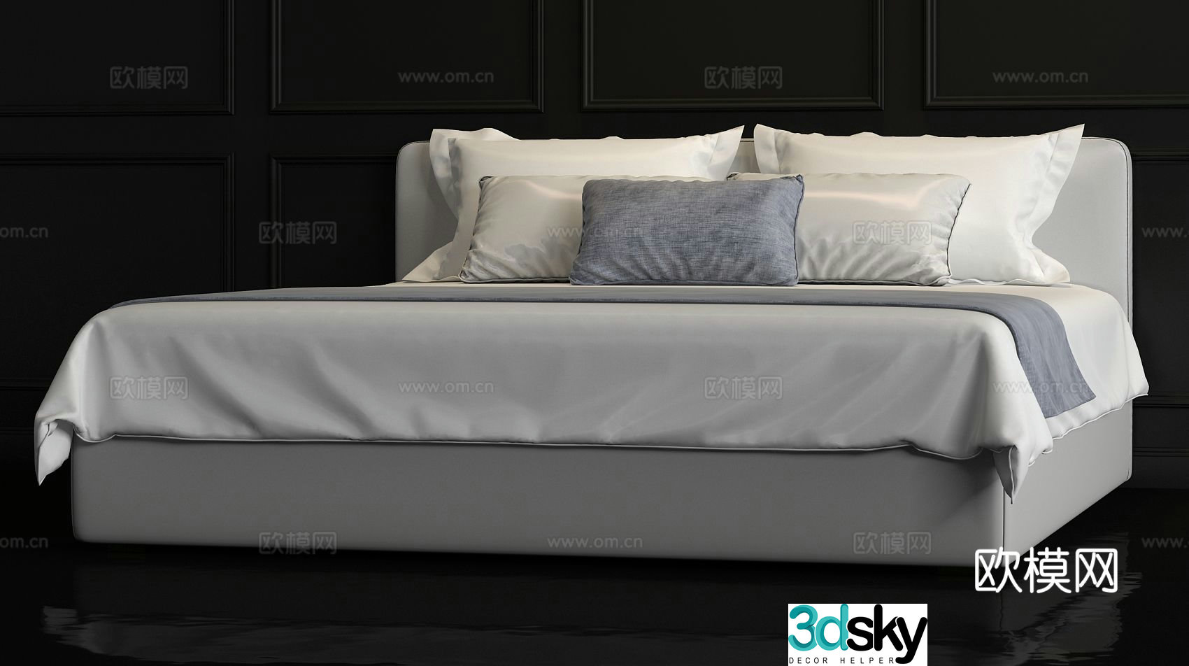 Modern double bed 3d model