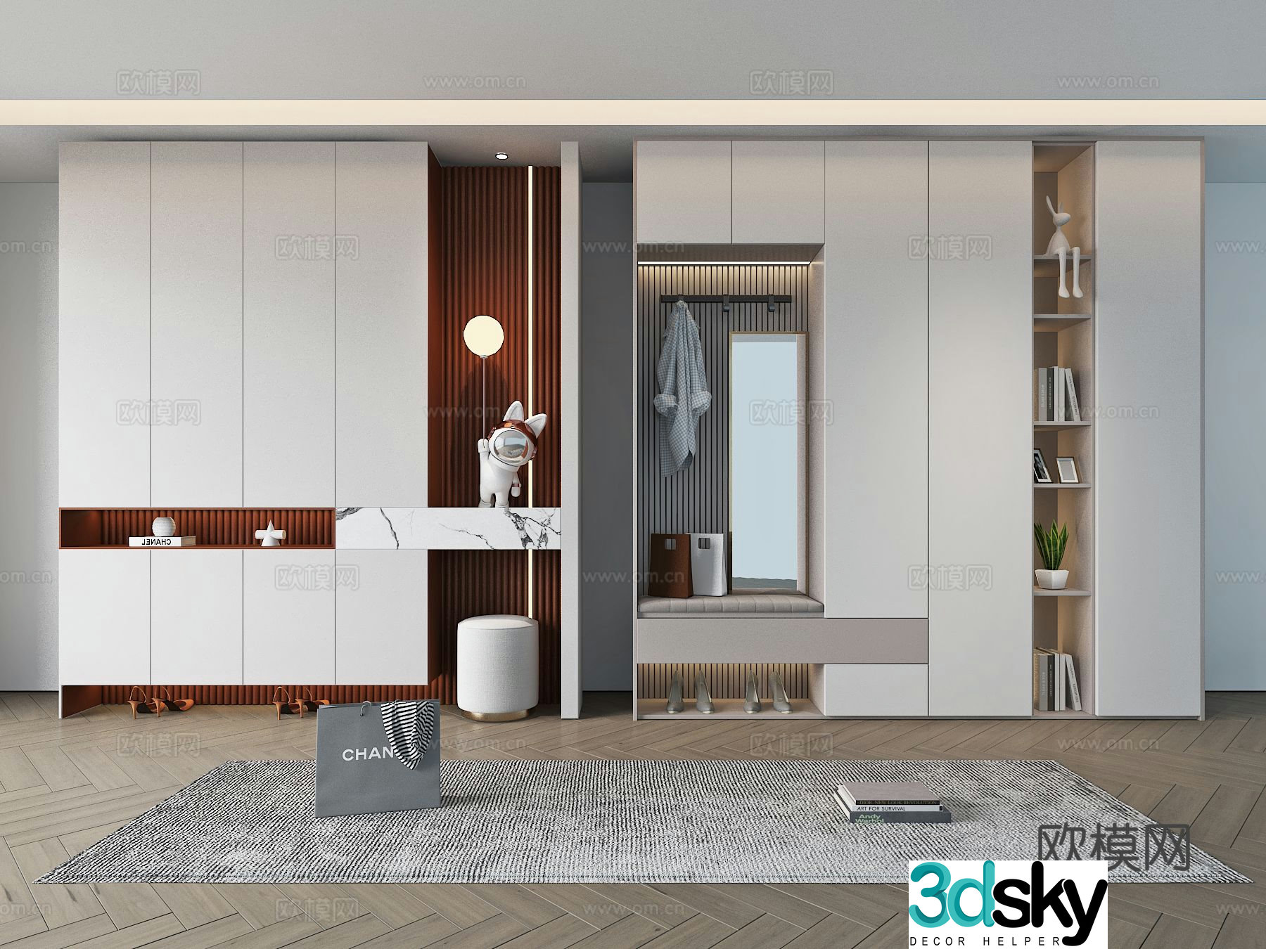 Modern partition shoe cabinet entrance shoe cabinet 3D model