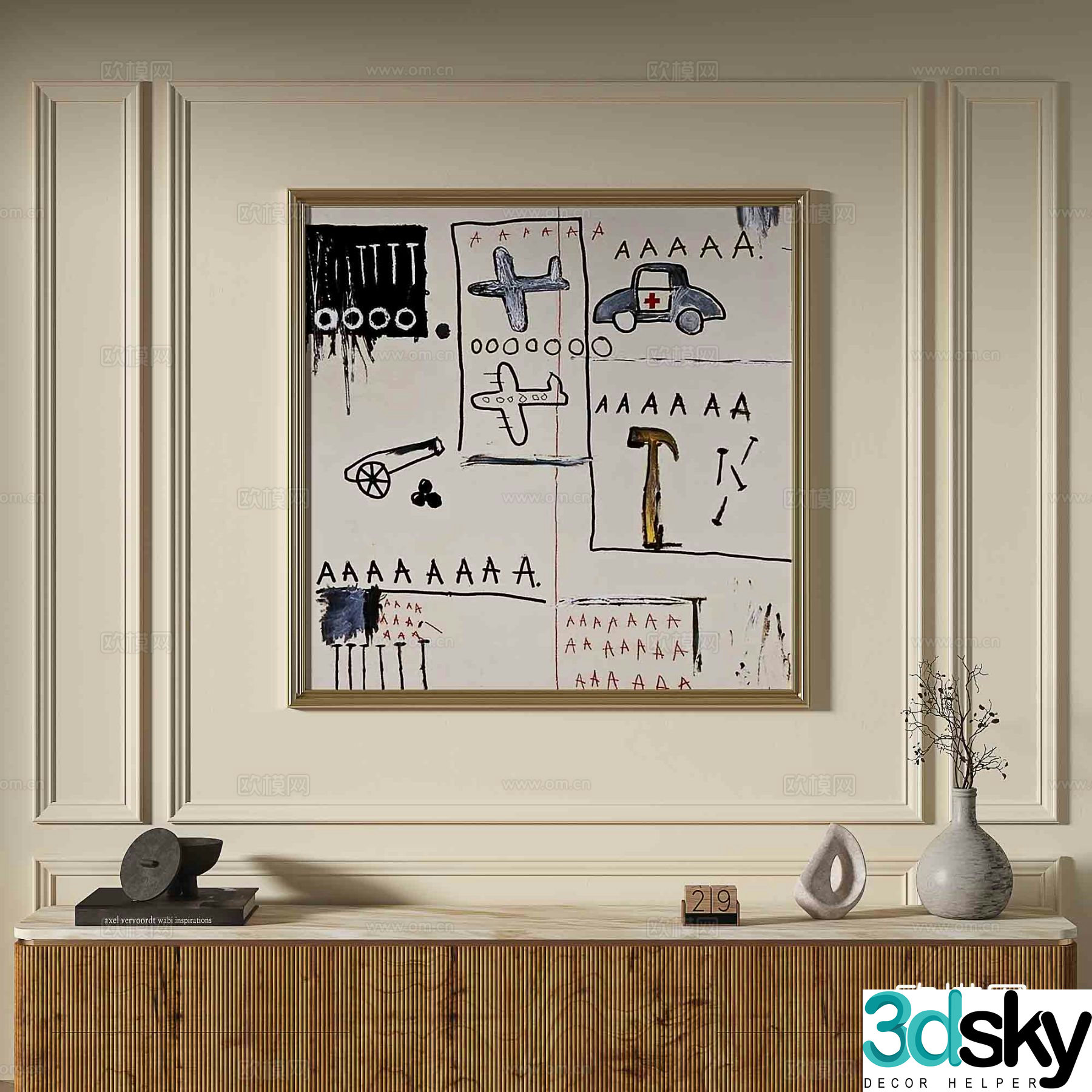 French cartoon painting decorative painting 3d model