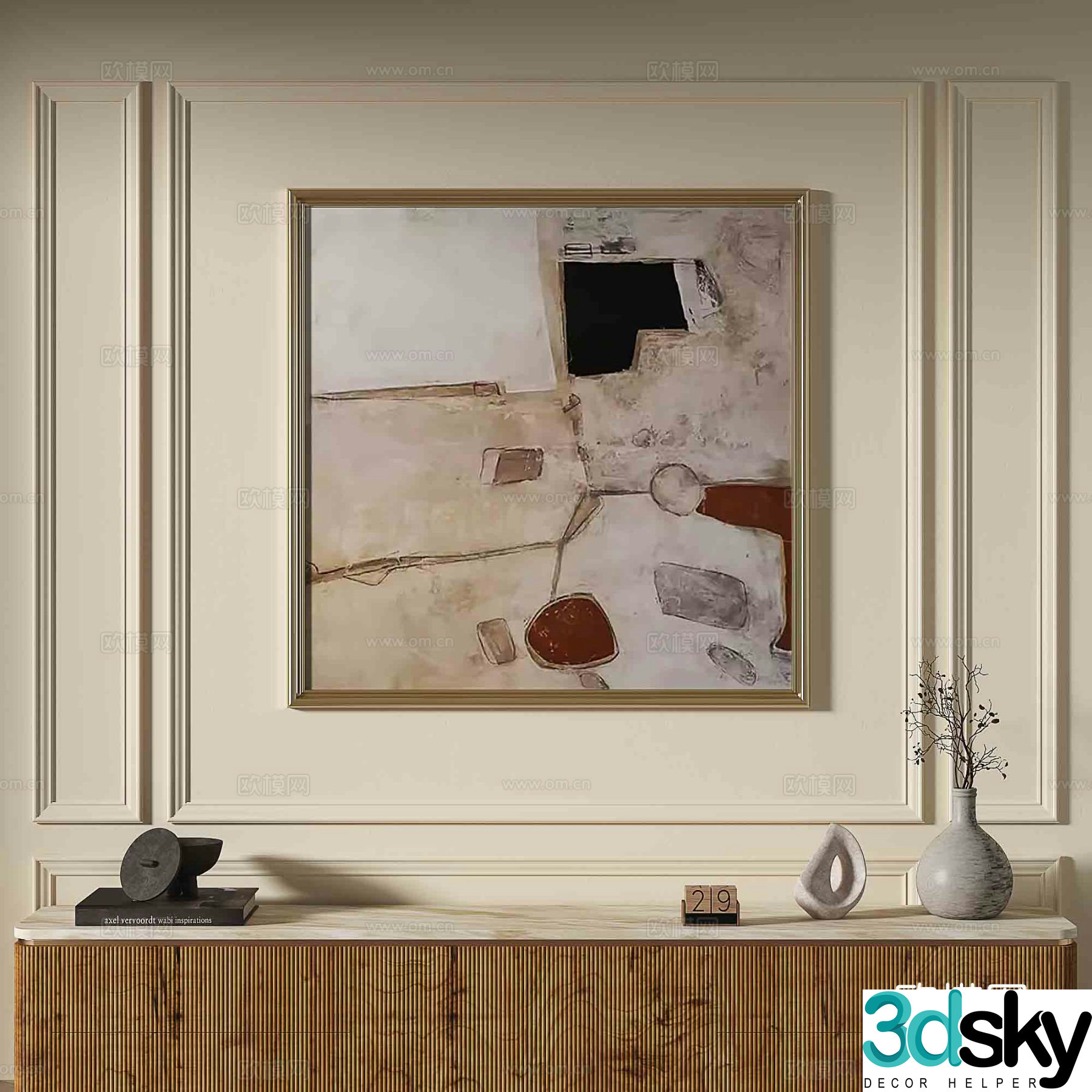 French abstract painting decorative painting 3d model