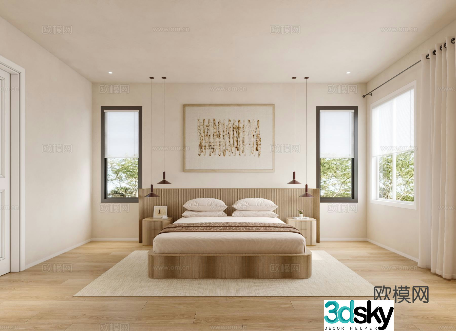 Cream style bedroom master bedroom 3d model