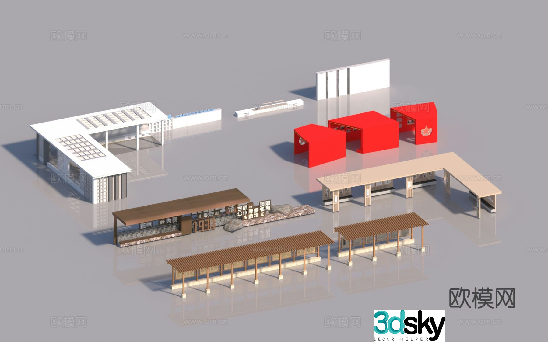 Modern corridor corridor corner corridor pavilion 3D model