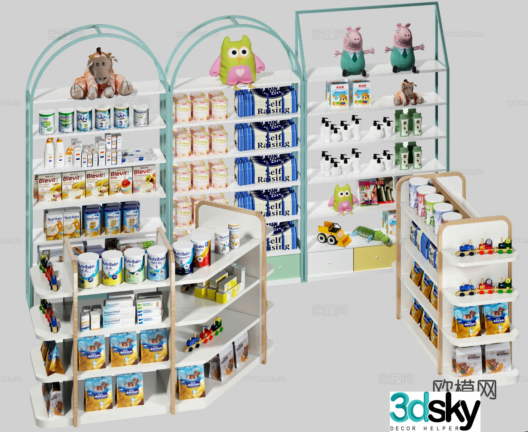 Modern maternal and infant product shelves maternal and infant products display shelves 3D model