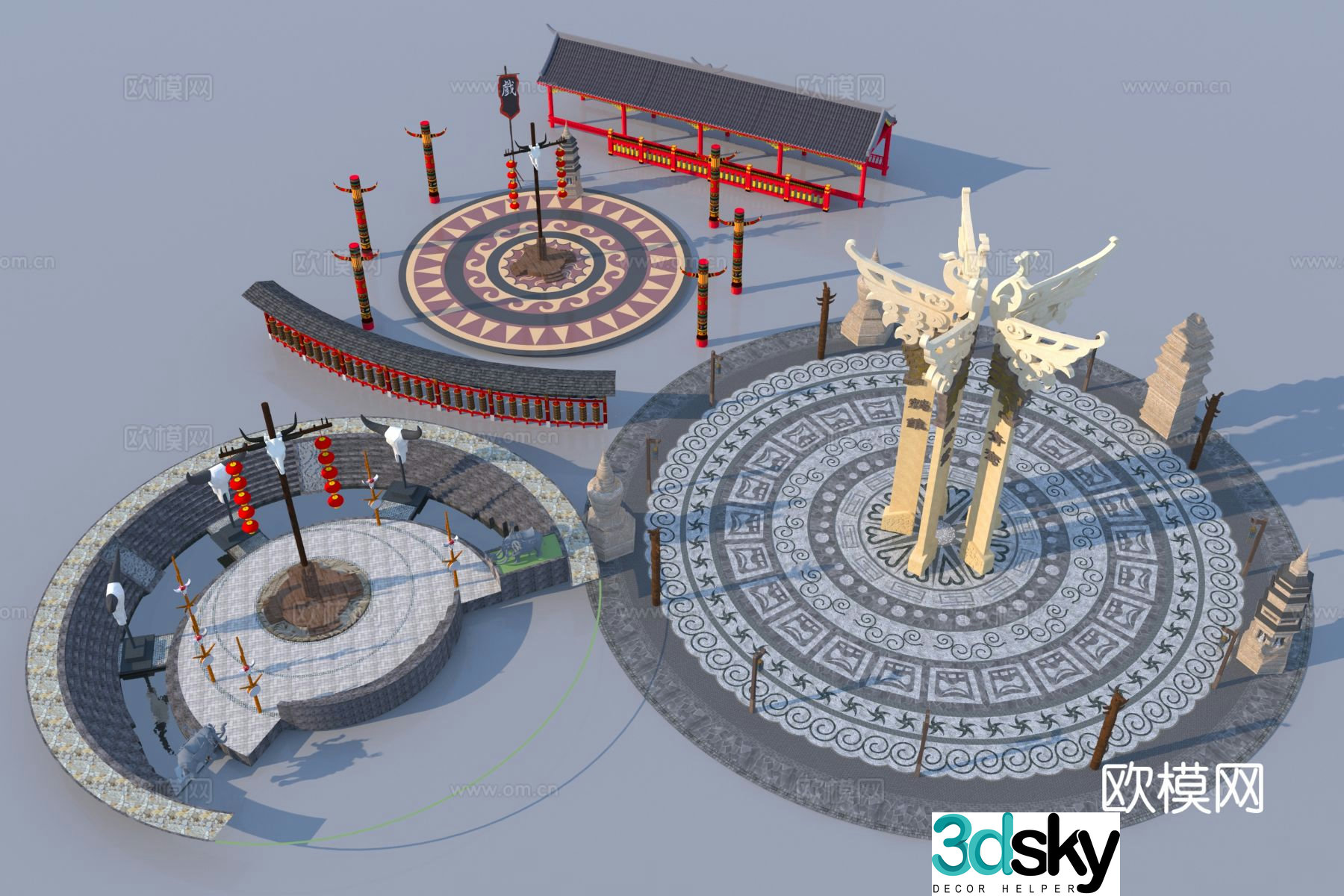 Chinese minority cultural sketch 3D model