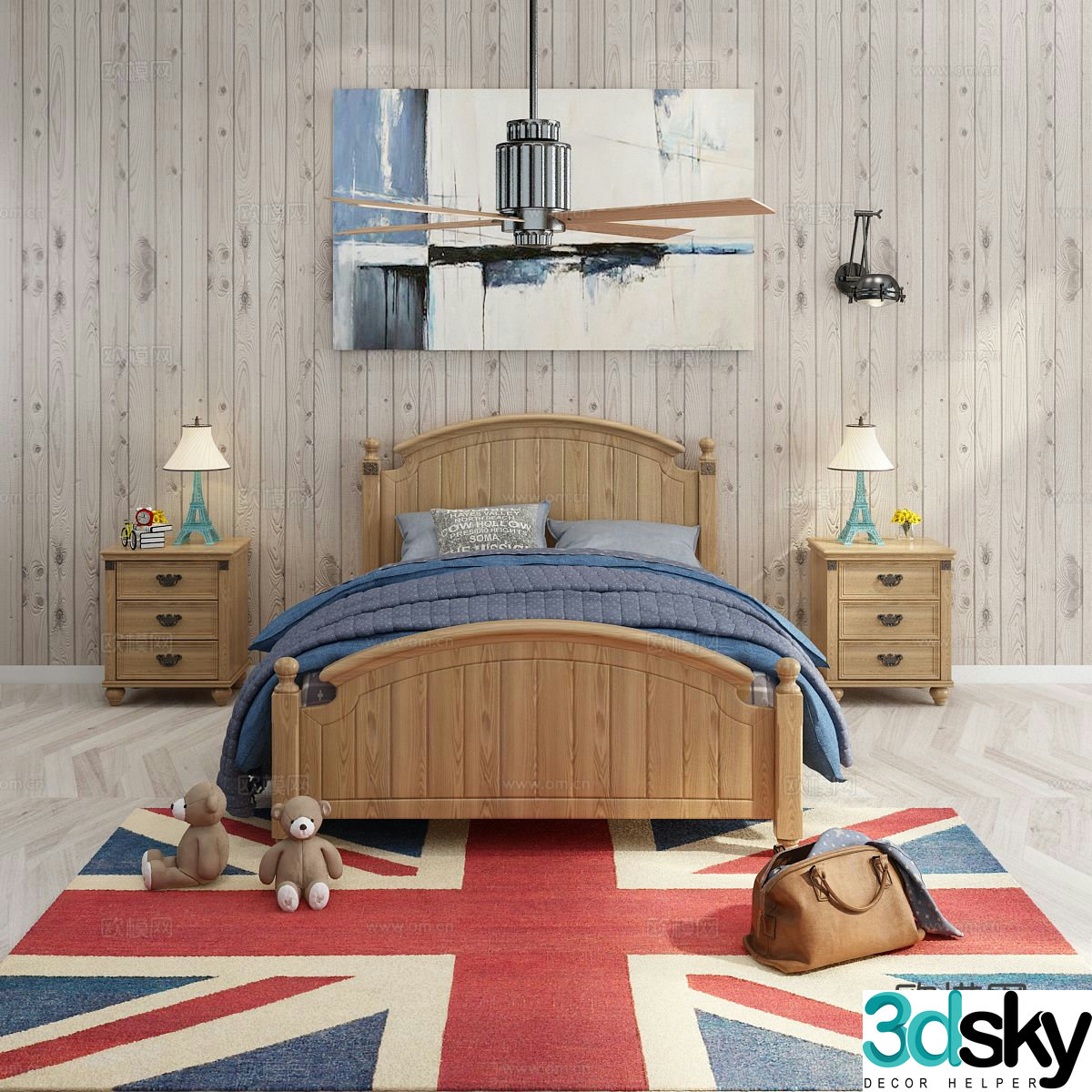 American children’s room bedside table 3d model