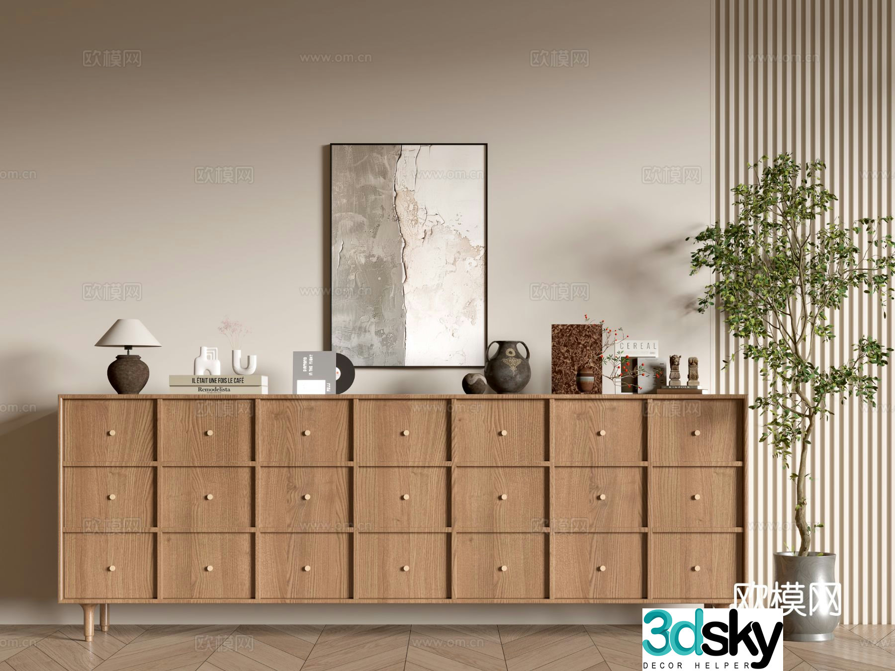 Wabi-sabi entrance cabinet 3d model