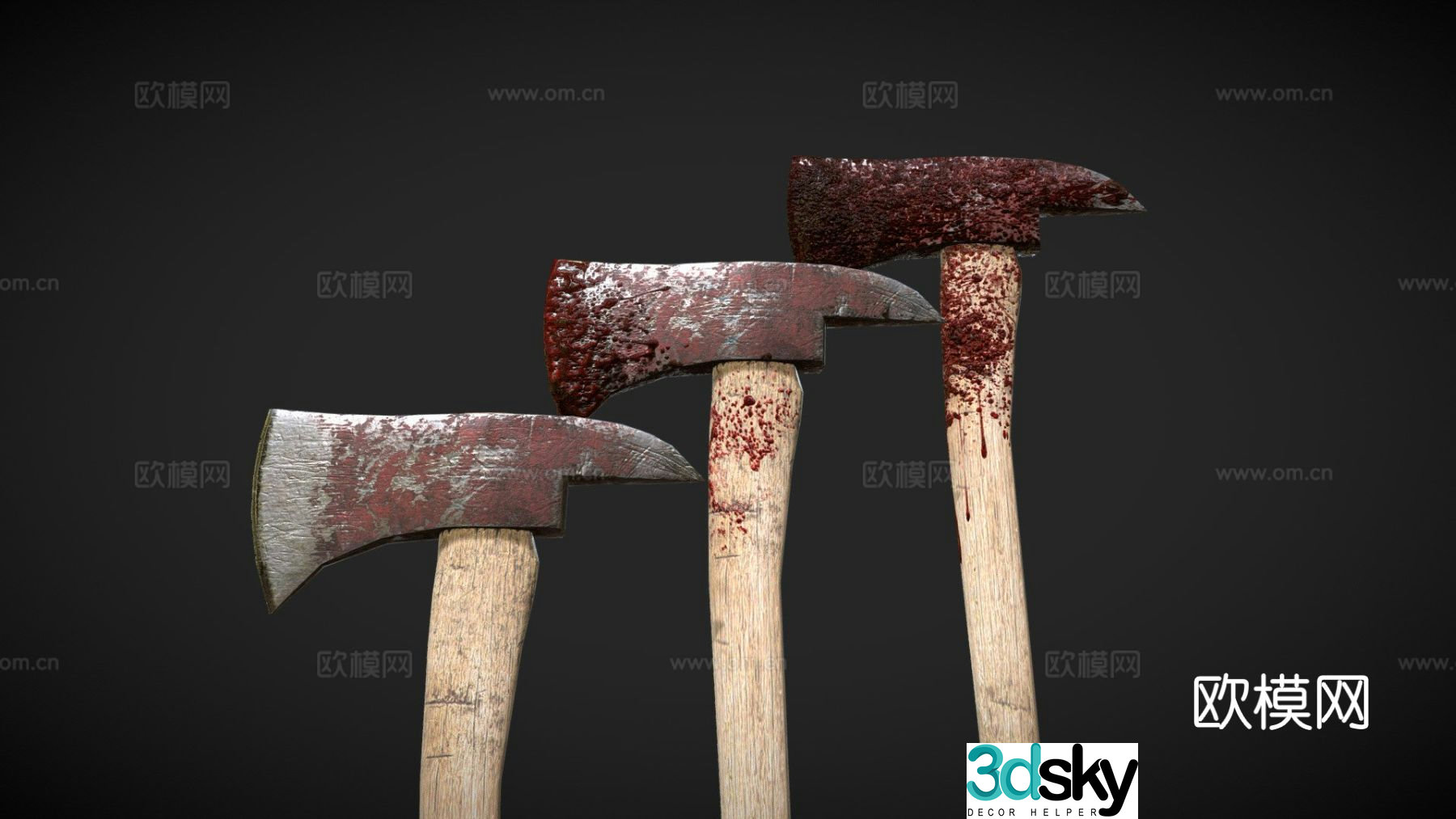 Bloody flame ax 3d model