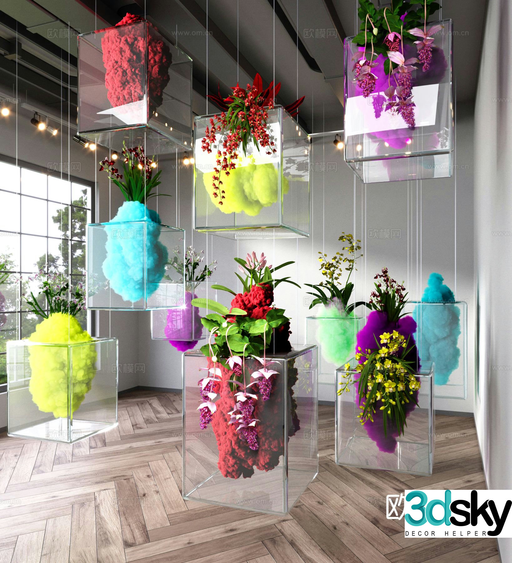 Modern art glass installation 3d model