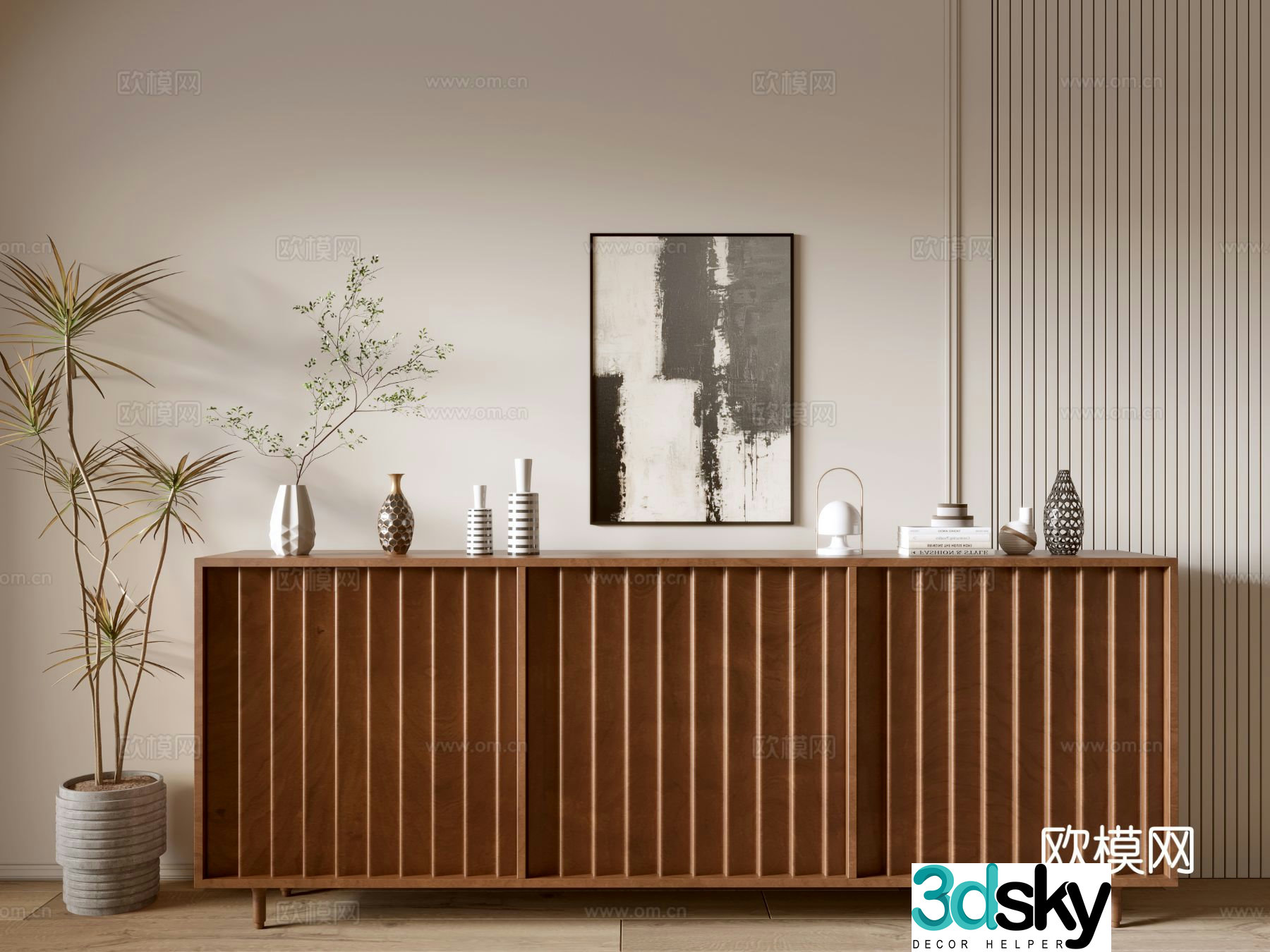 Wabi-sabi entrance cabinet 3d model
